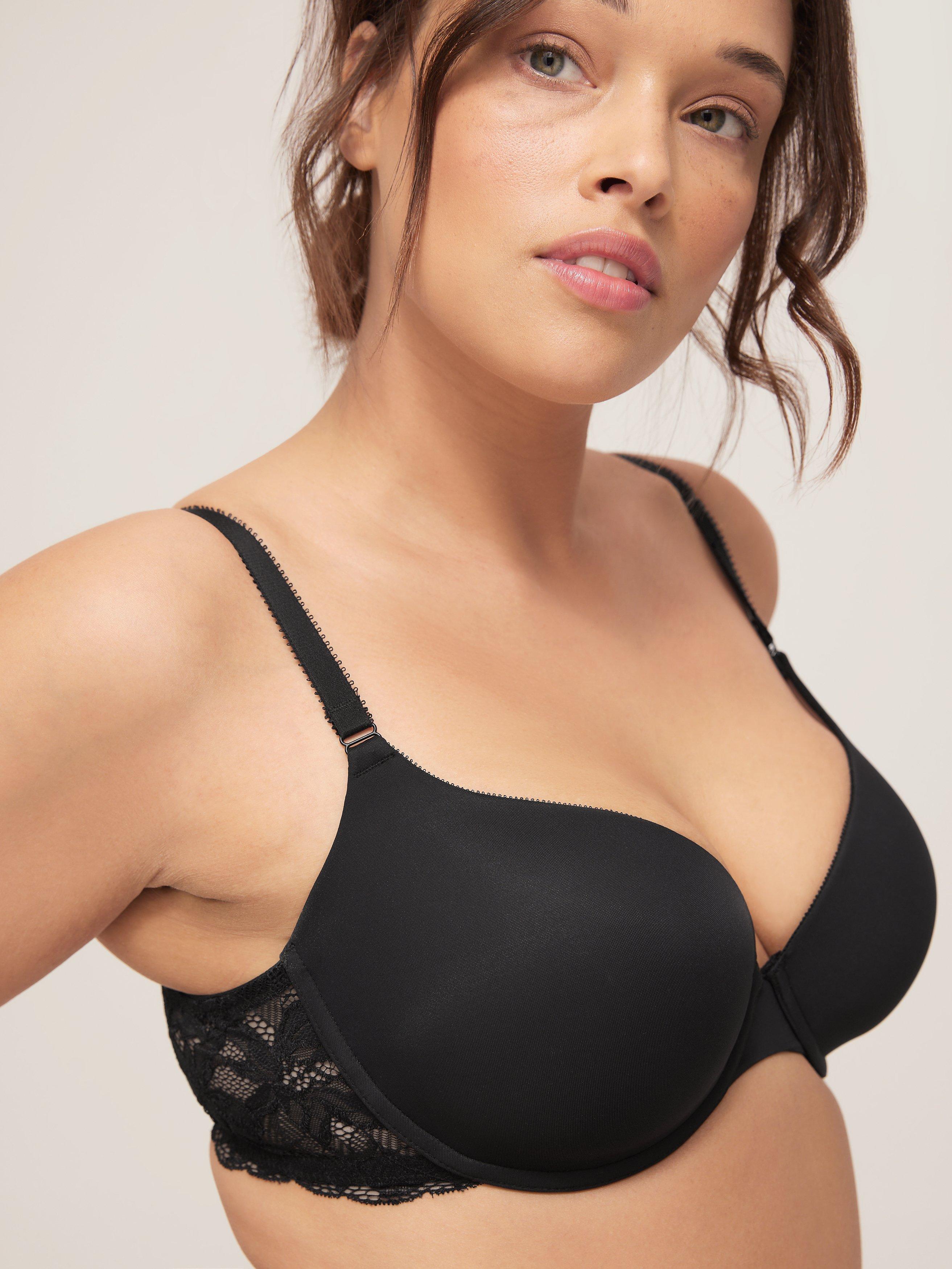 Product image 4 of 5, which shows John Lewis Stephanie Lace Wing T-Shirt Bra, Black, 30D