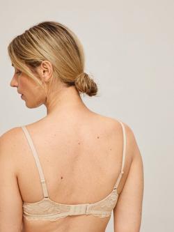 John Lewis Stephanie Lace Wing T-Shirt Bra - view 2, Almond