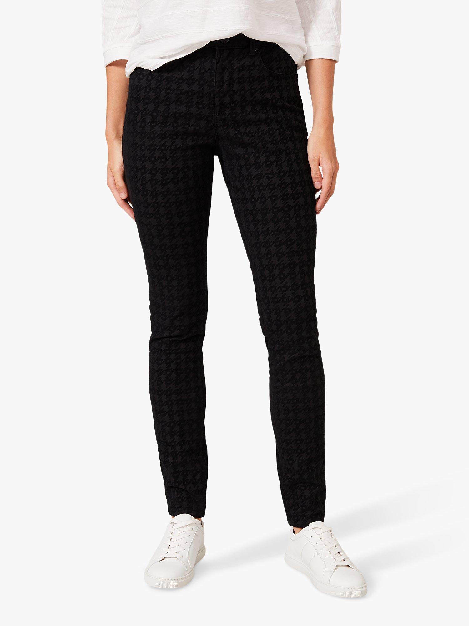 Phase Eight Sabine Dogtooth Print Jeans, Black