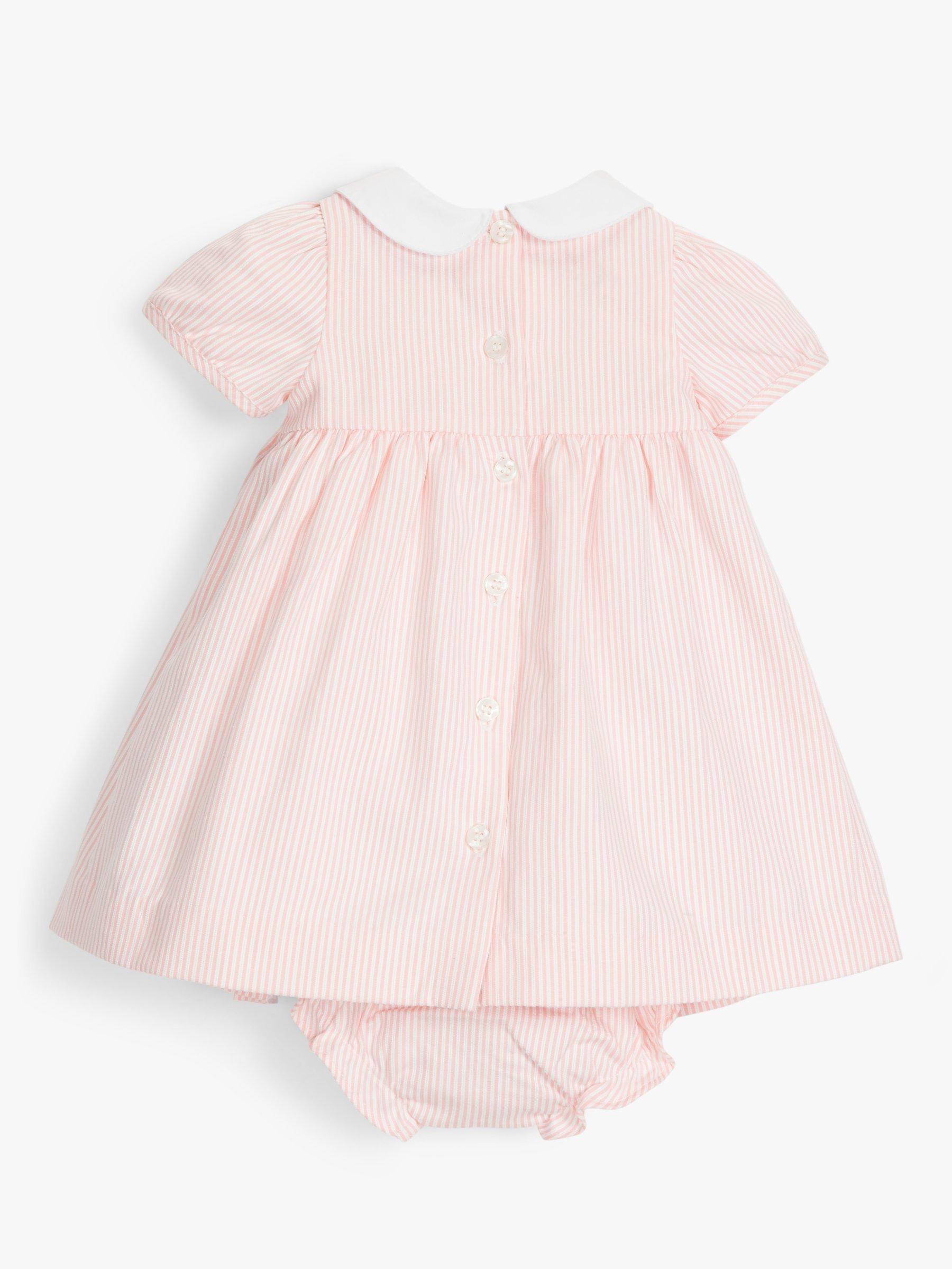 Product image 2 of 3, which shows John Lewis Heirloom Collection Baby Stripe Dress and Knicker Set, Pink, 0-3 months