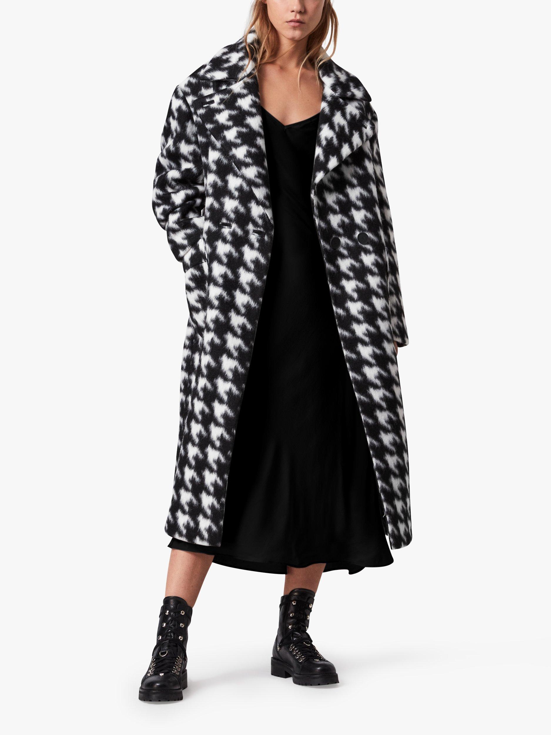 Black and white houndstooth coat best sale