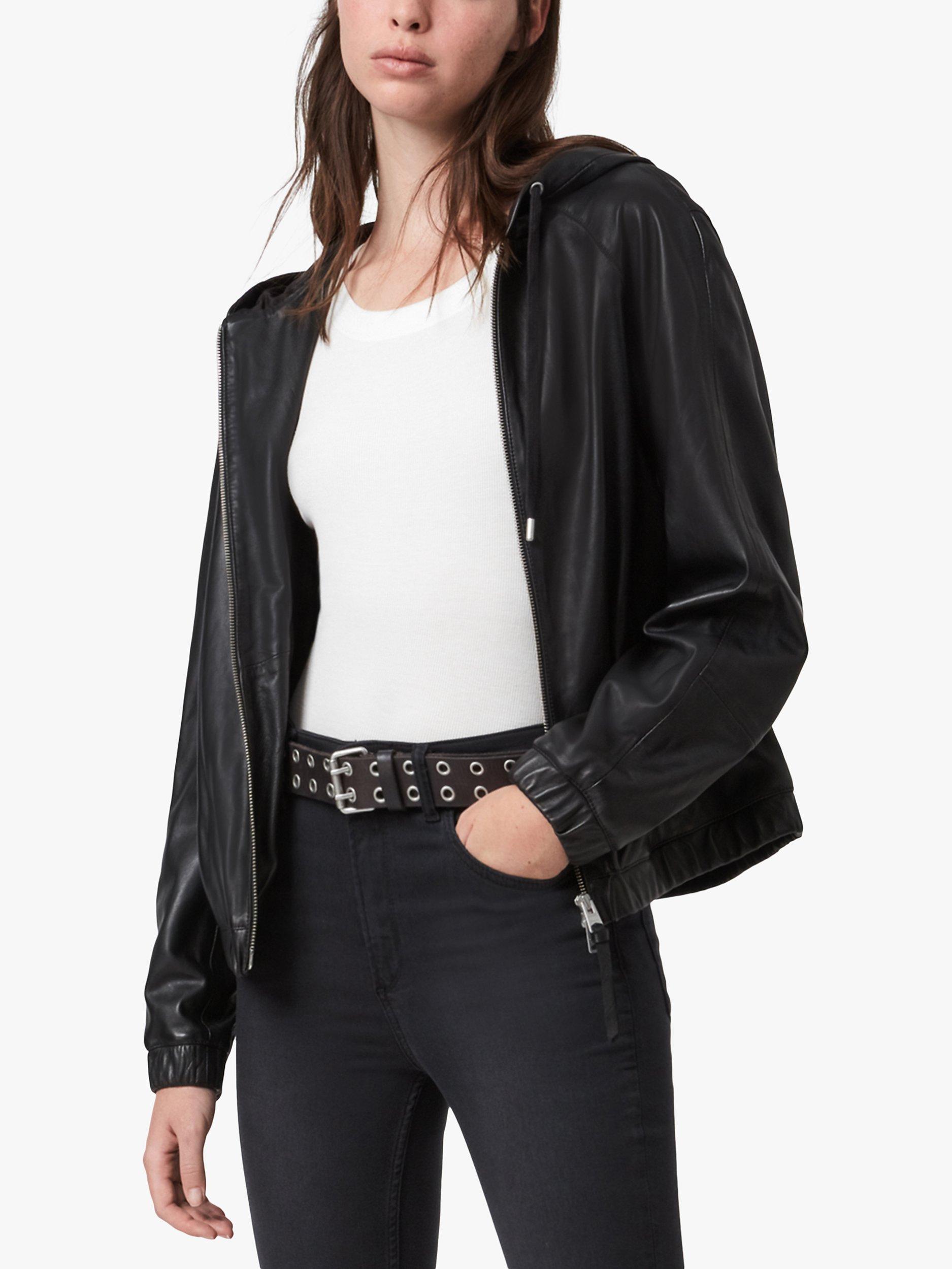 AllSaints Penton Leather Hoodie, Black