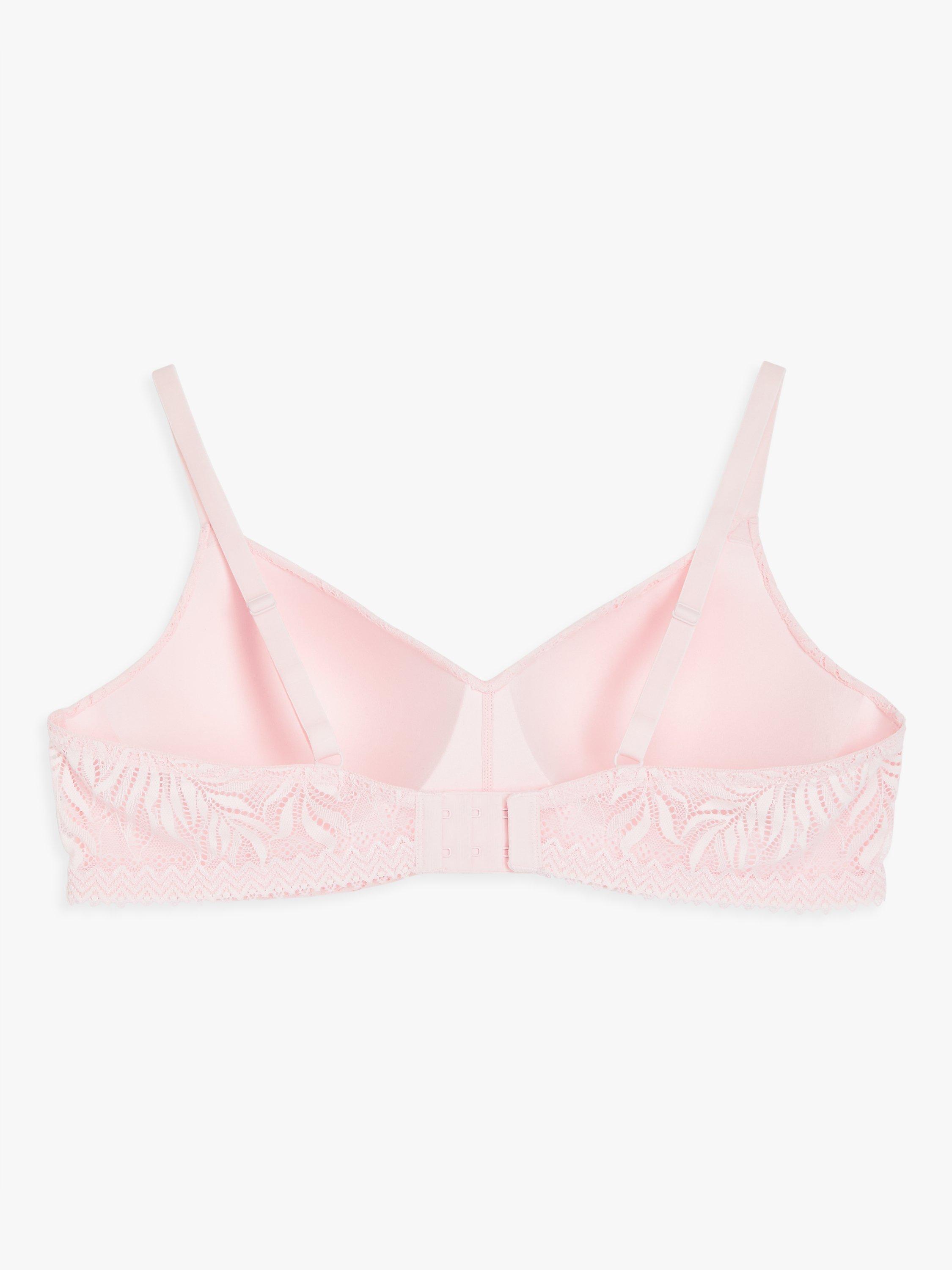 Product image 4 of 4, which shows John Lewis ANYDAY Avery Non-Wired Lace Bra, Pink, 32D