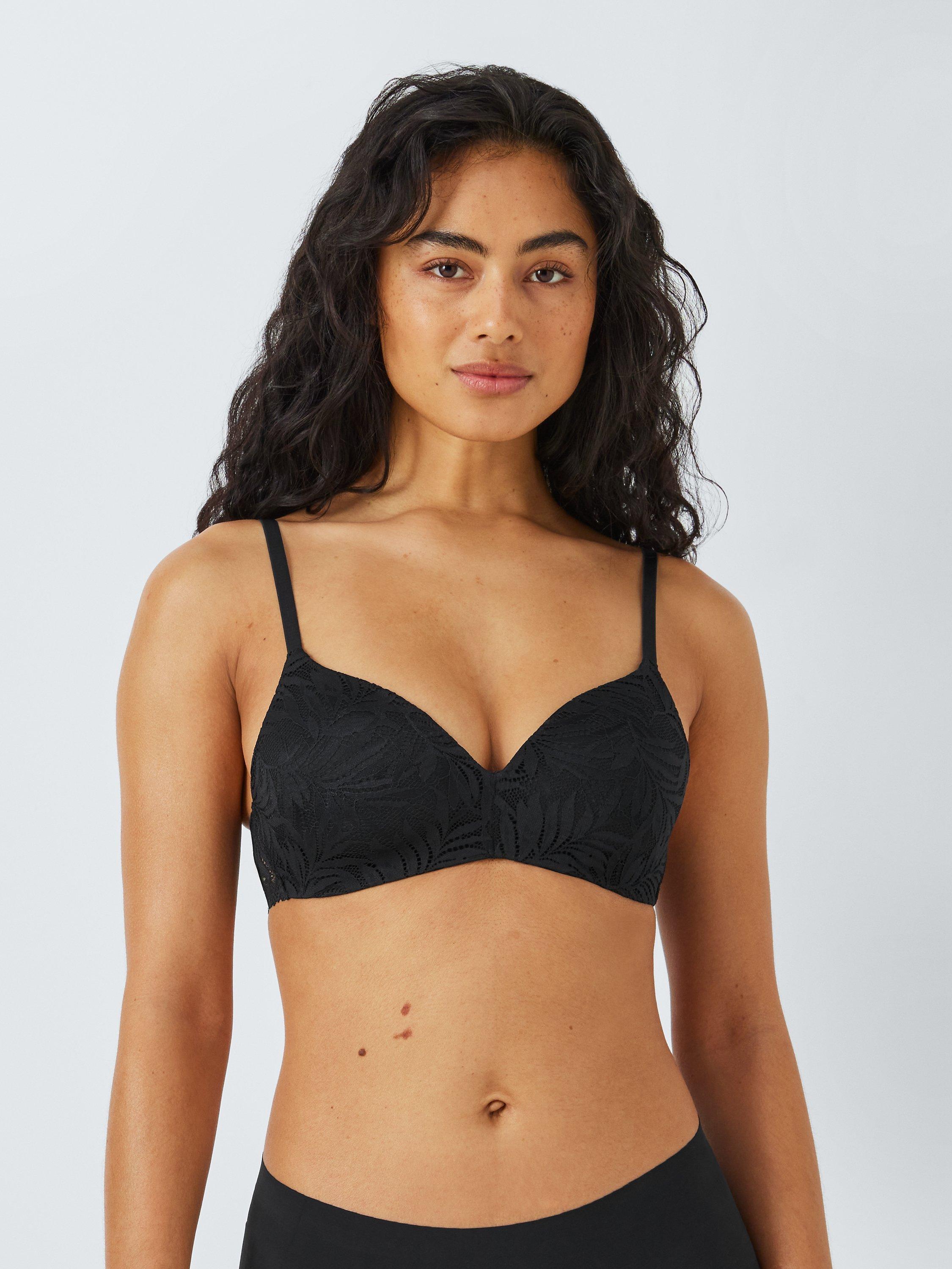 John Lewis ANYDAY Avery Non-Wired Lace Bra, Black, 30C