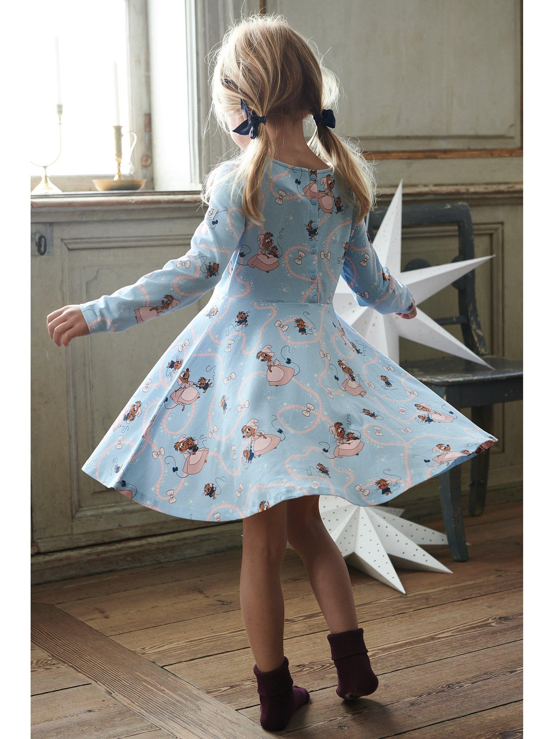 Polarn O. Pyret Children's Organic Cotton Cinders Mouse Print Dress, Blue