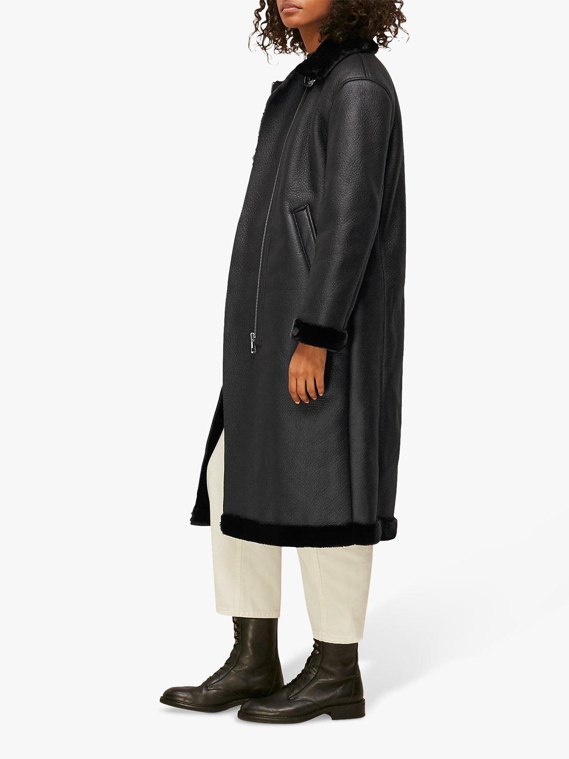 Whistles Ultimate Longline Biker Jacket, Black