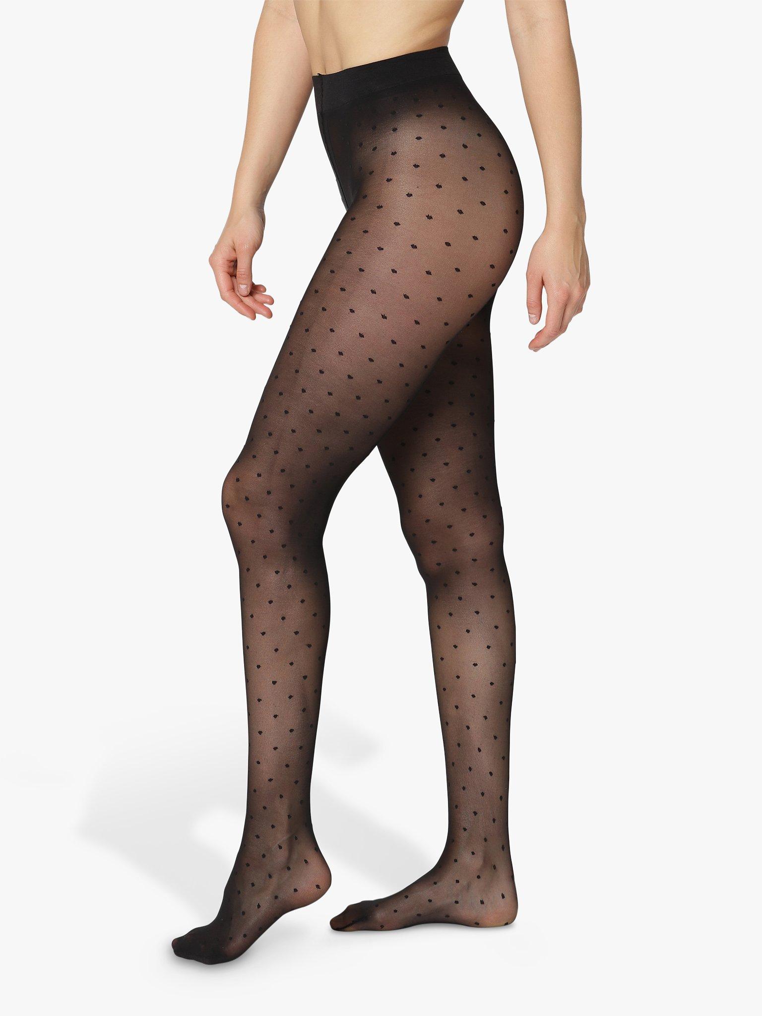 Dear Denier Pernille Dots 20 Denier Sheer Tights, Black