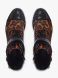 Dune Peach Leather Leopard Print Ankle Boots, Multi