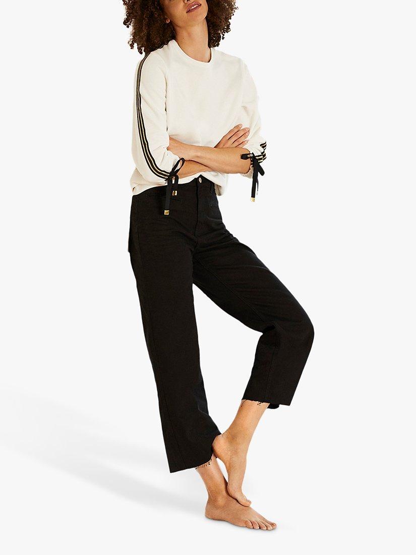 Mint Velvet Monroe Wide Leg Cropped Jeans, Black