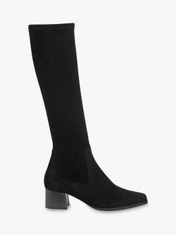 Whistles Blaire Stretch Knee High Suede Boots, Black, Black
