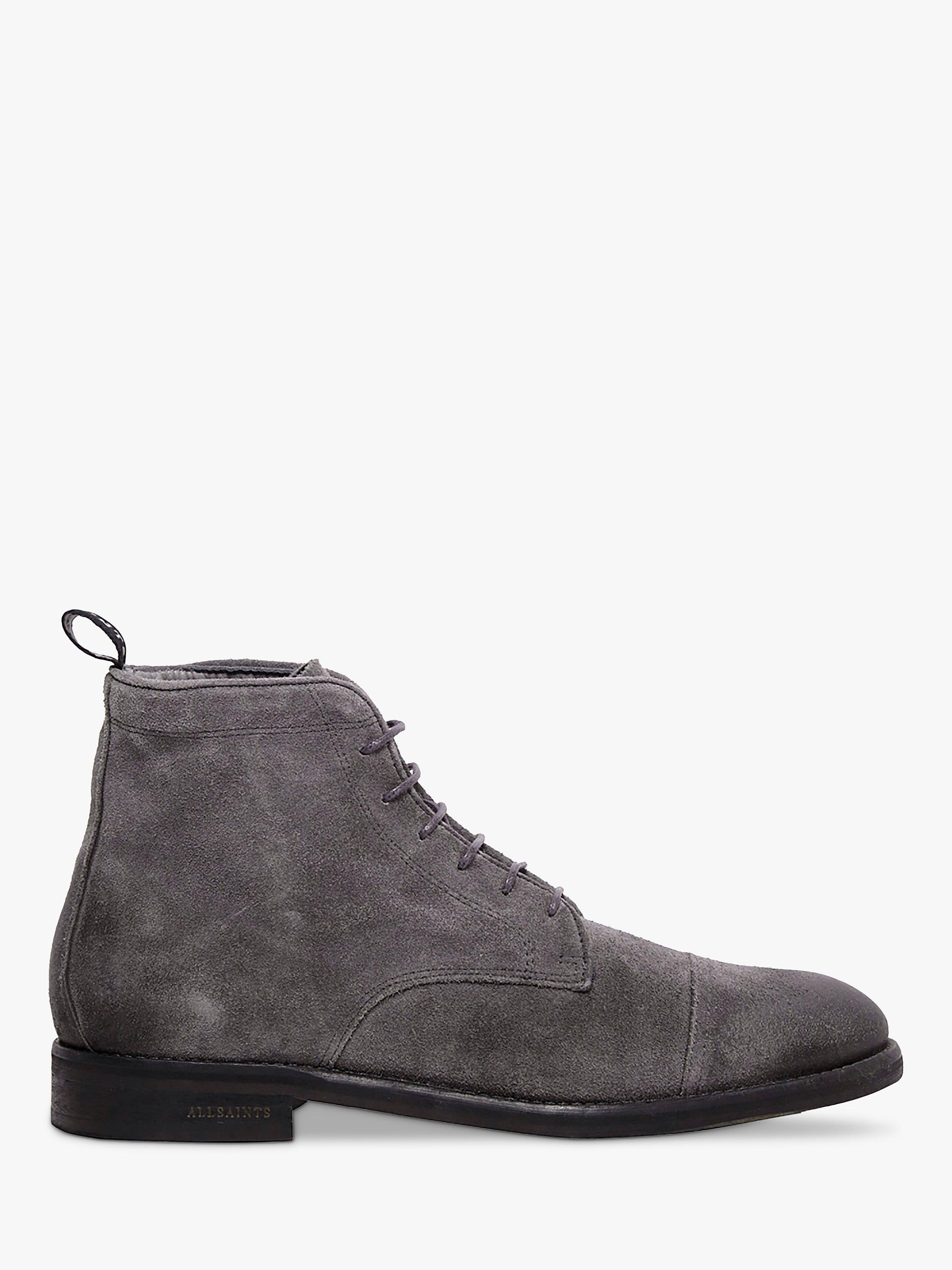 AllSaints Harland Leather Ankle Boots Charcoal Grey