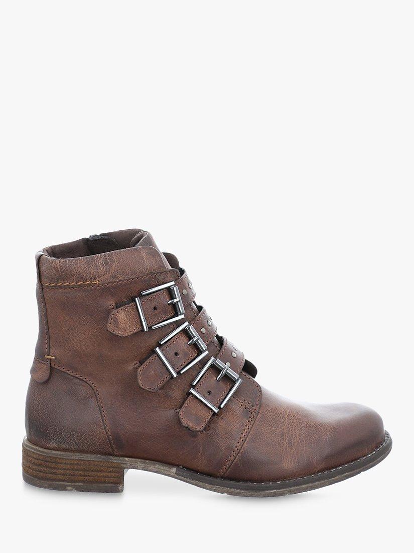 Josef Seibel Sienna 34 Leather Buckle Biker Boots, Taupe