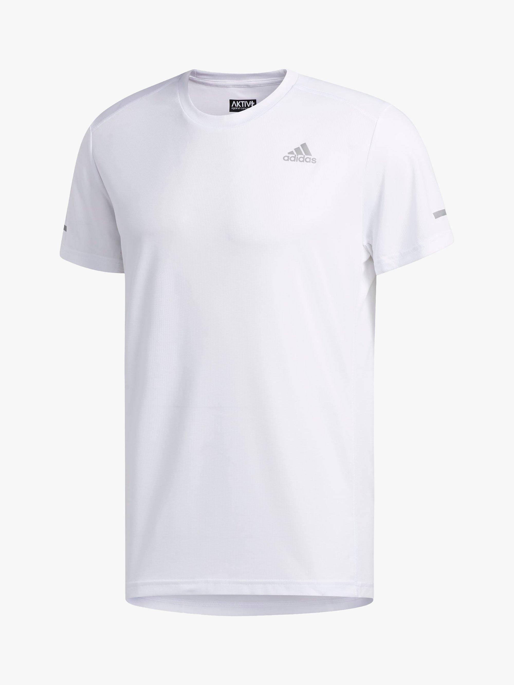 adidas Run It Short Sleeve Recycled Running Top, White/Black
