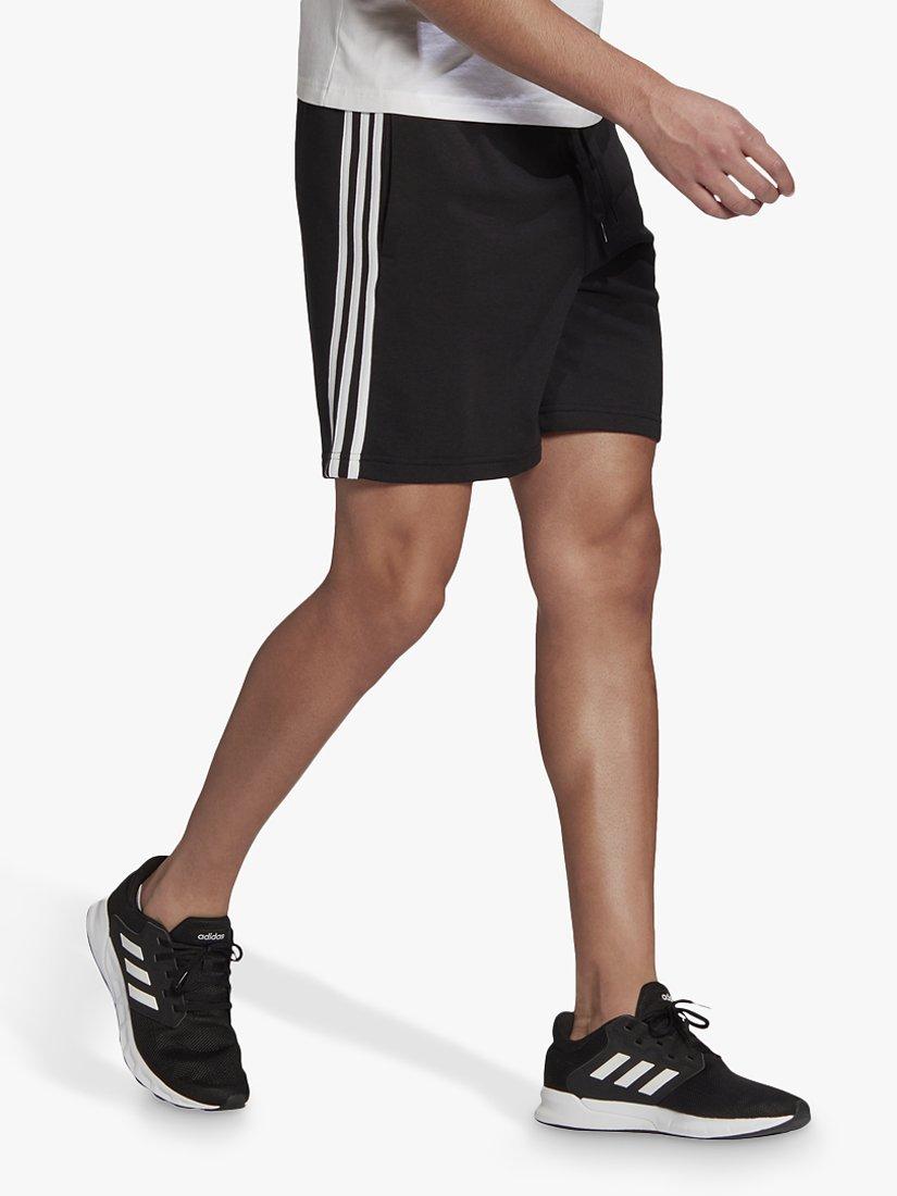adidas Essentials French Terry 3-Stripes Shorts, Black/White, M