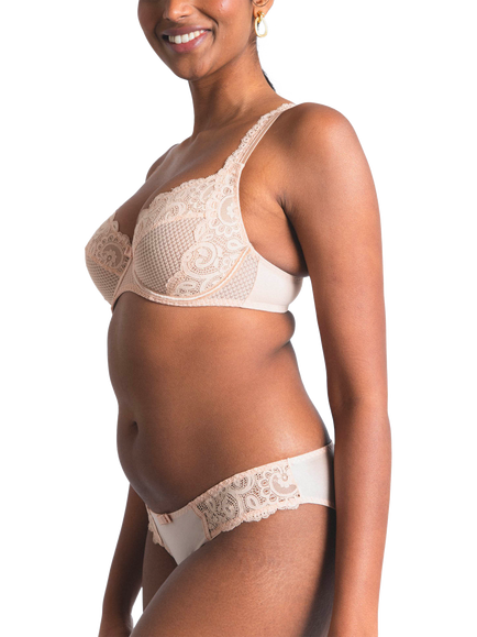 Maison Lejaby Gaby Lace Full Cup Underwired Bra - view 2, Rose Fumee