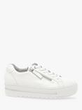 Gabor Heather Wide Fit Leather Flatform Trainers, White