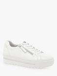 Gabor Heather Wide Fit Leather Flatform Trainers, White