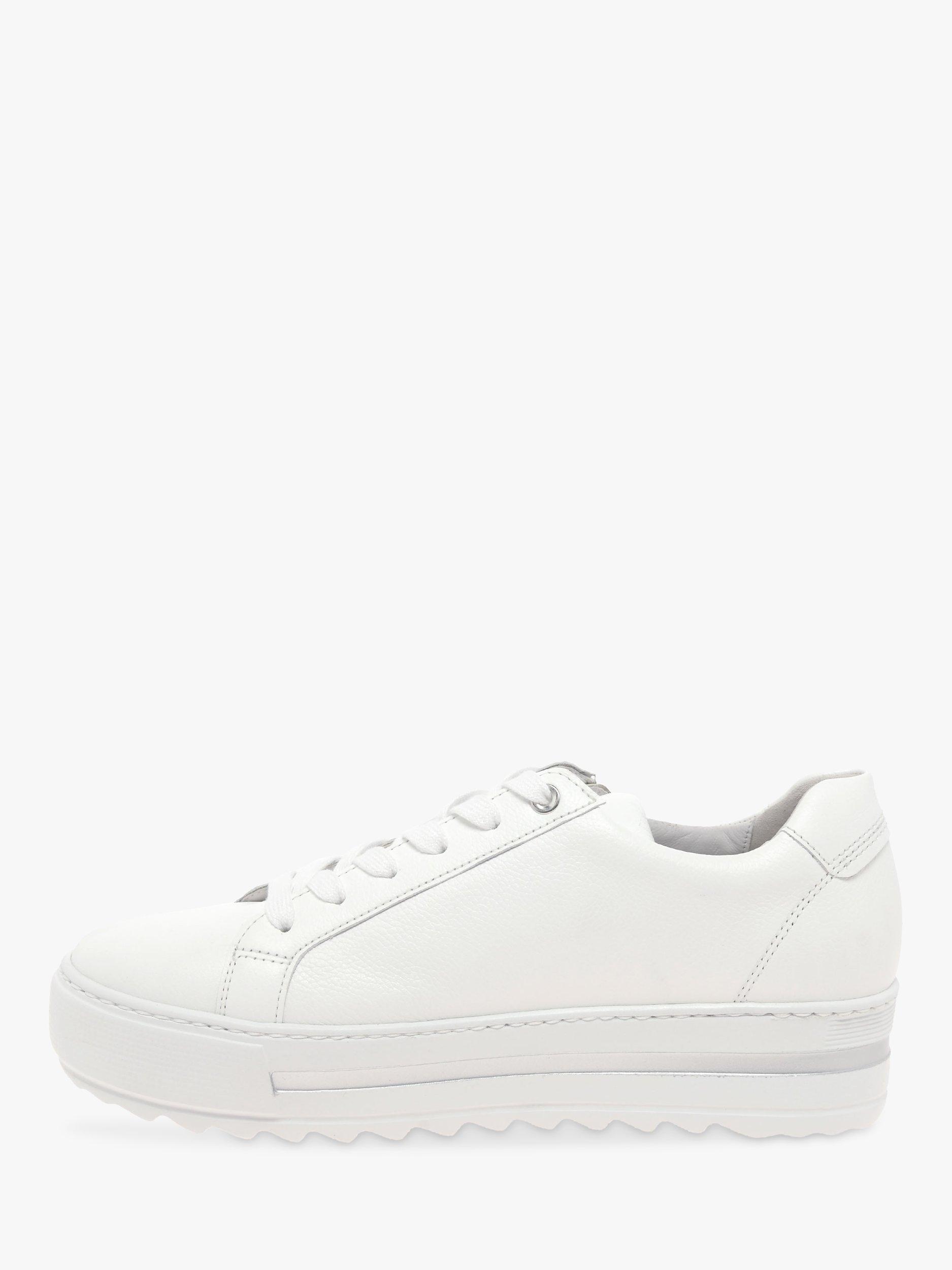 Product image 4 of 5, which shows Gabor Heather Wide Fit Leather Flatform Trainers, White, 3