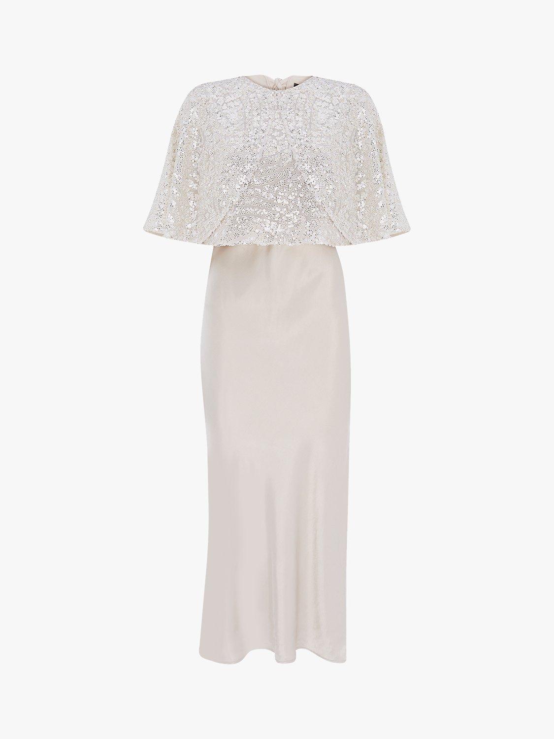 Mint Velvet Satin Embroidered Maxi Dress, Cream