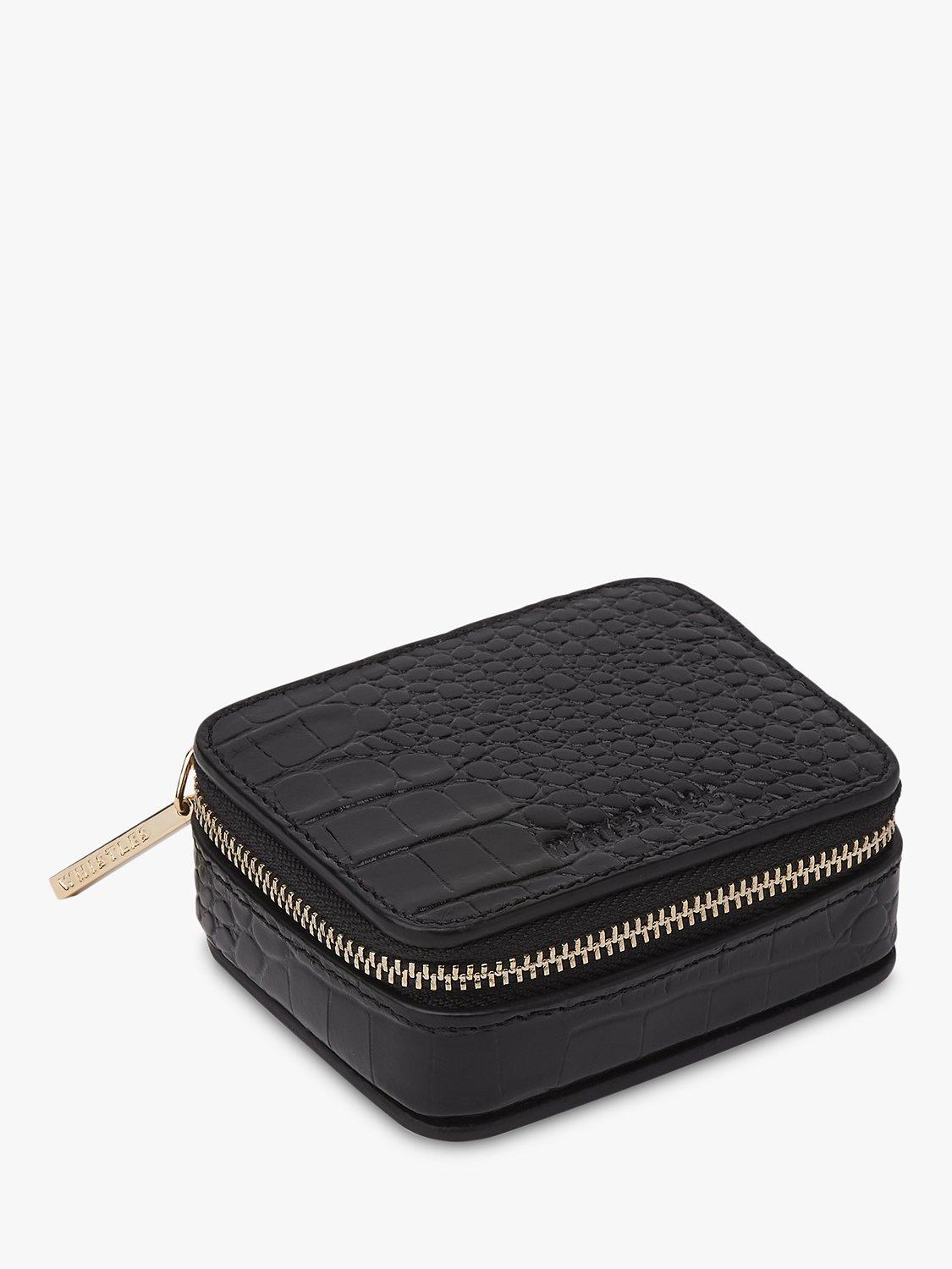 Whistles Mini Leather Travel Jewellery Box, Black