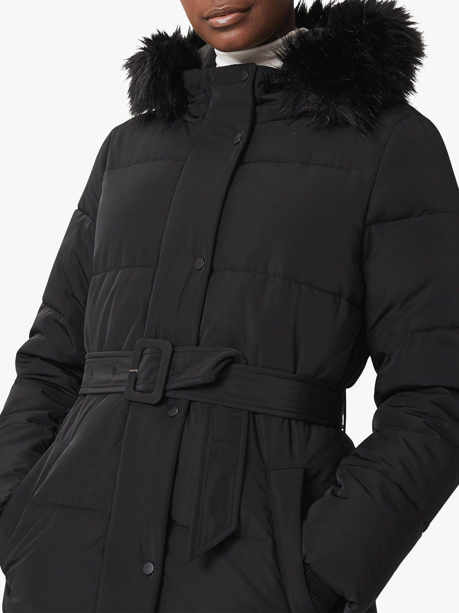 Hobbs Libby Detachable Faux Fur Hood Puffer Coat, Black