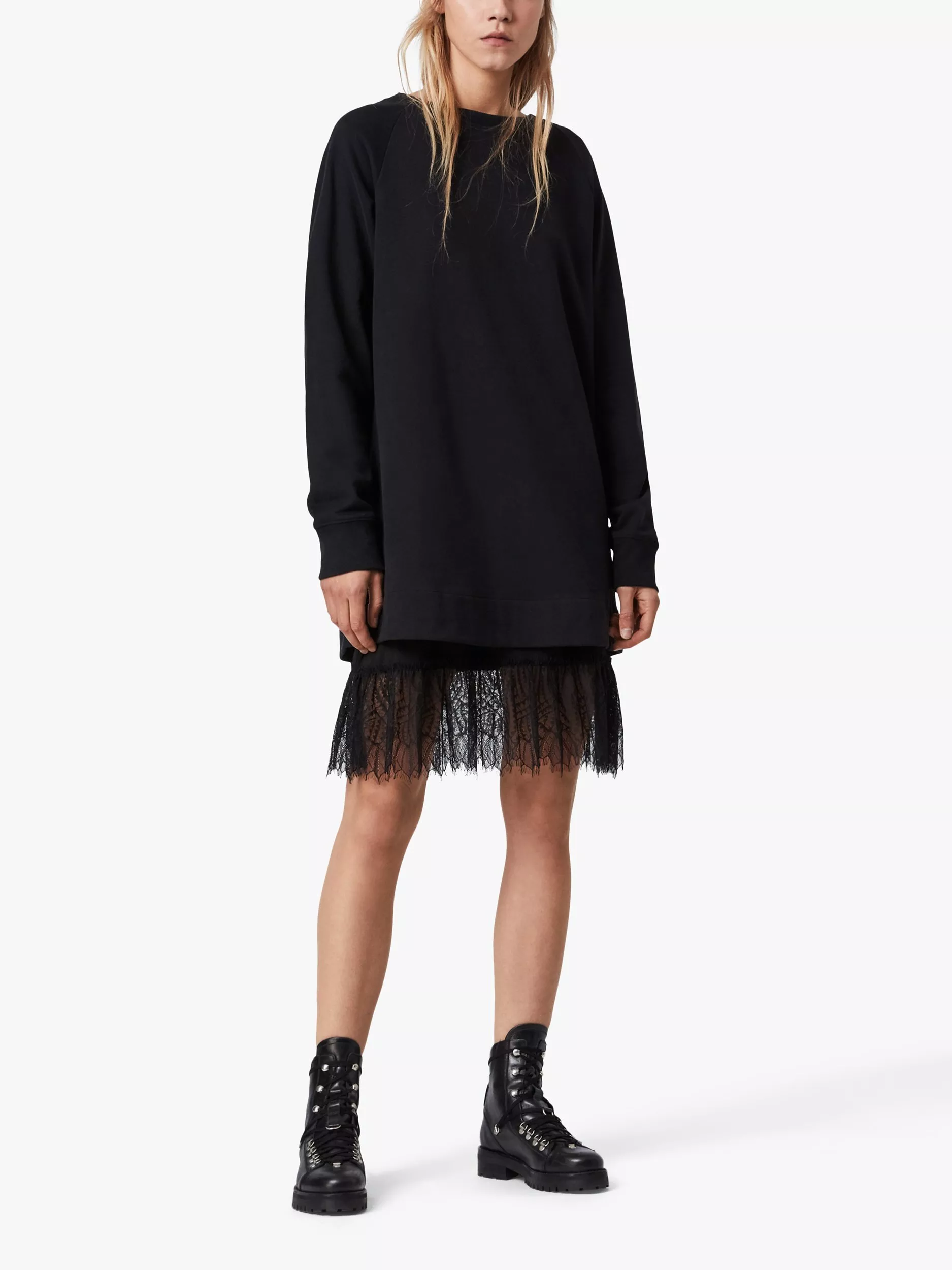 AllSaints Lee Lace Jumper Dress, Black