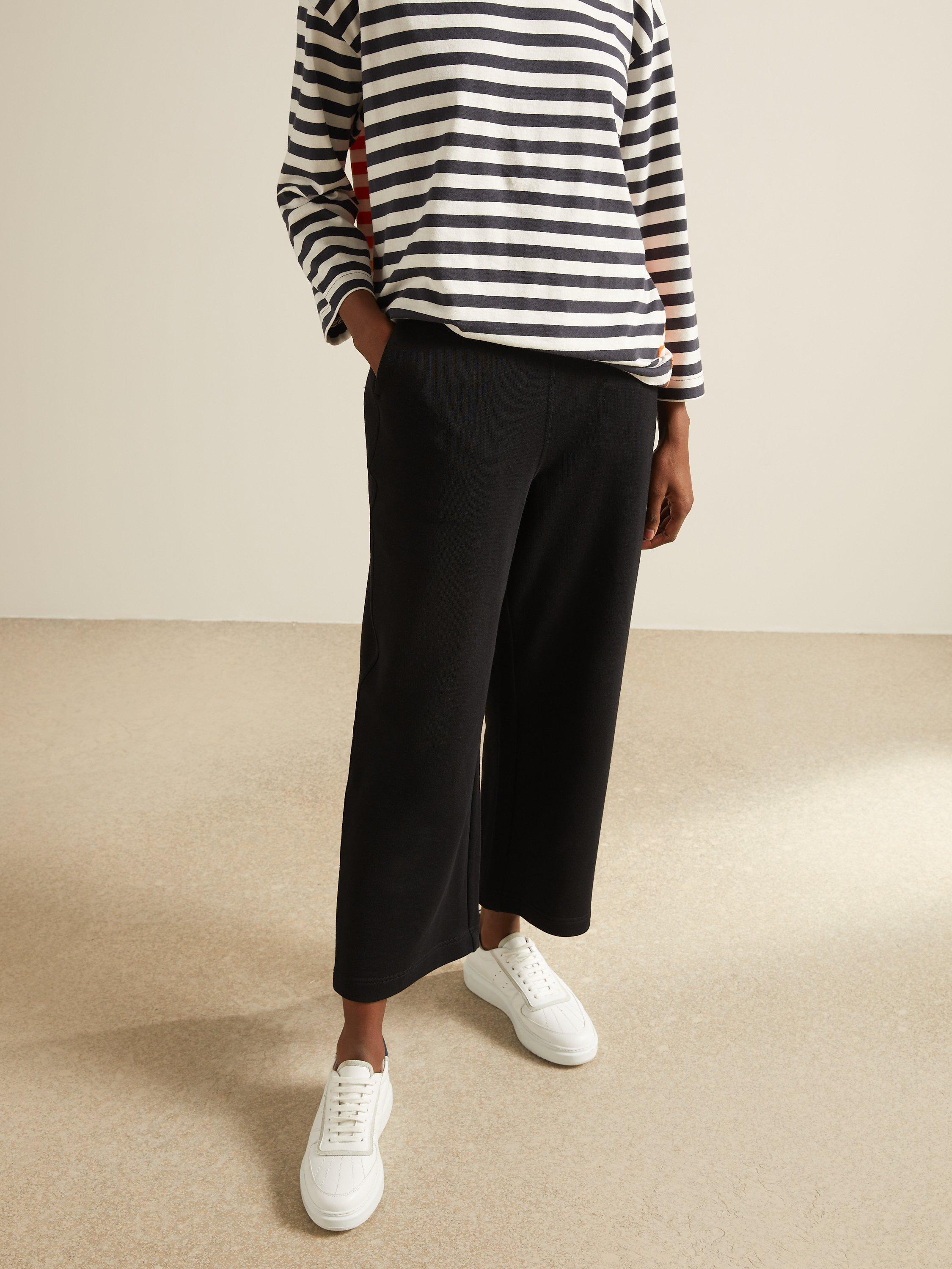 Kin Jersey Barrel Leg Trousers, Black