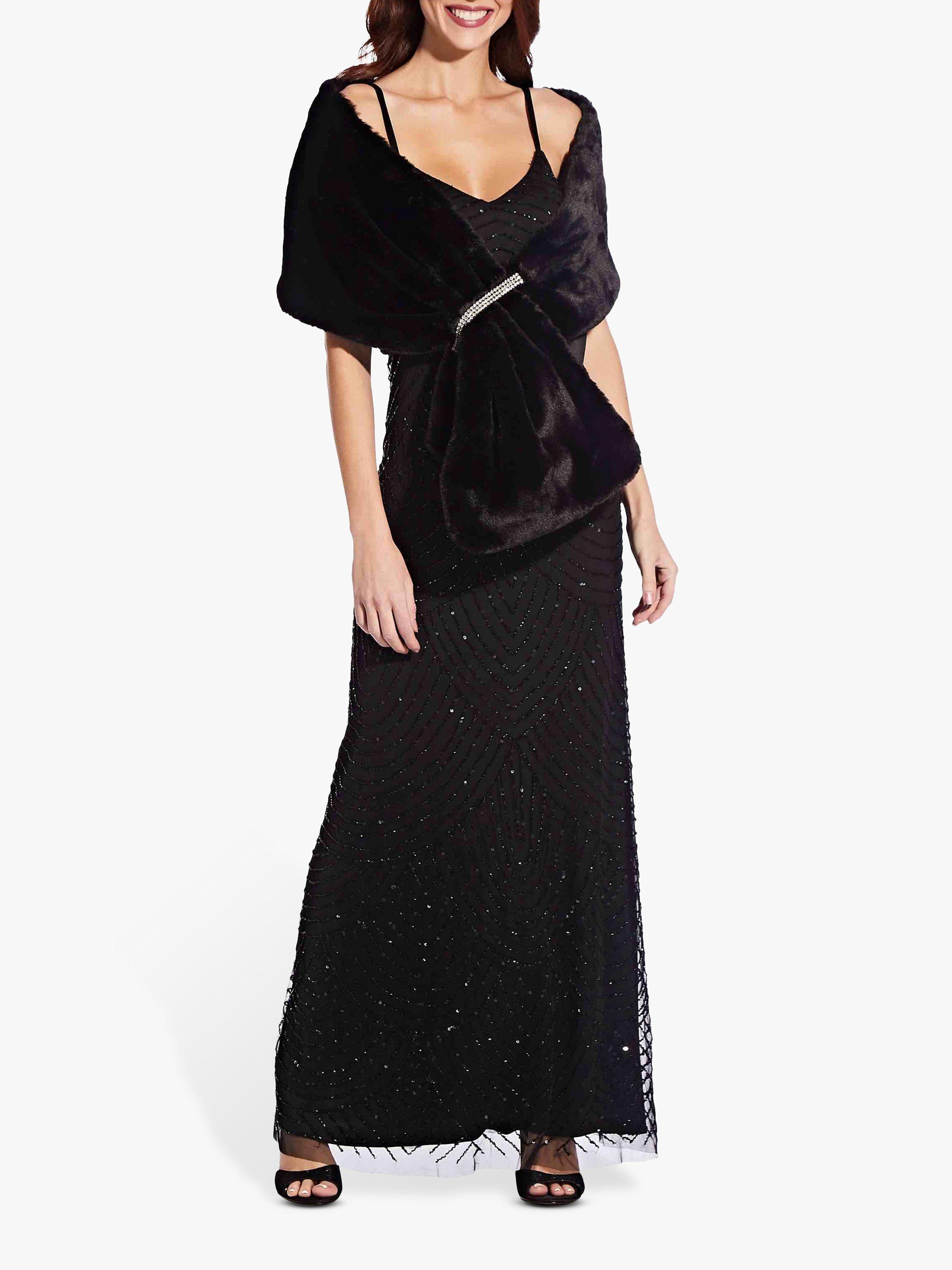 Adrianna Papell Faux Fur Wrap, Black, One Size