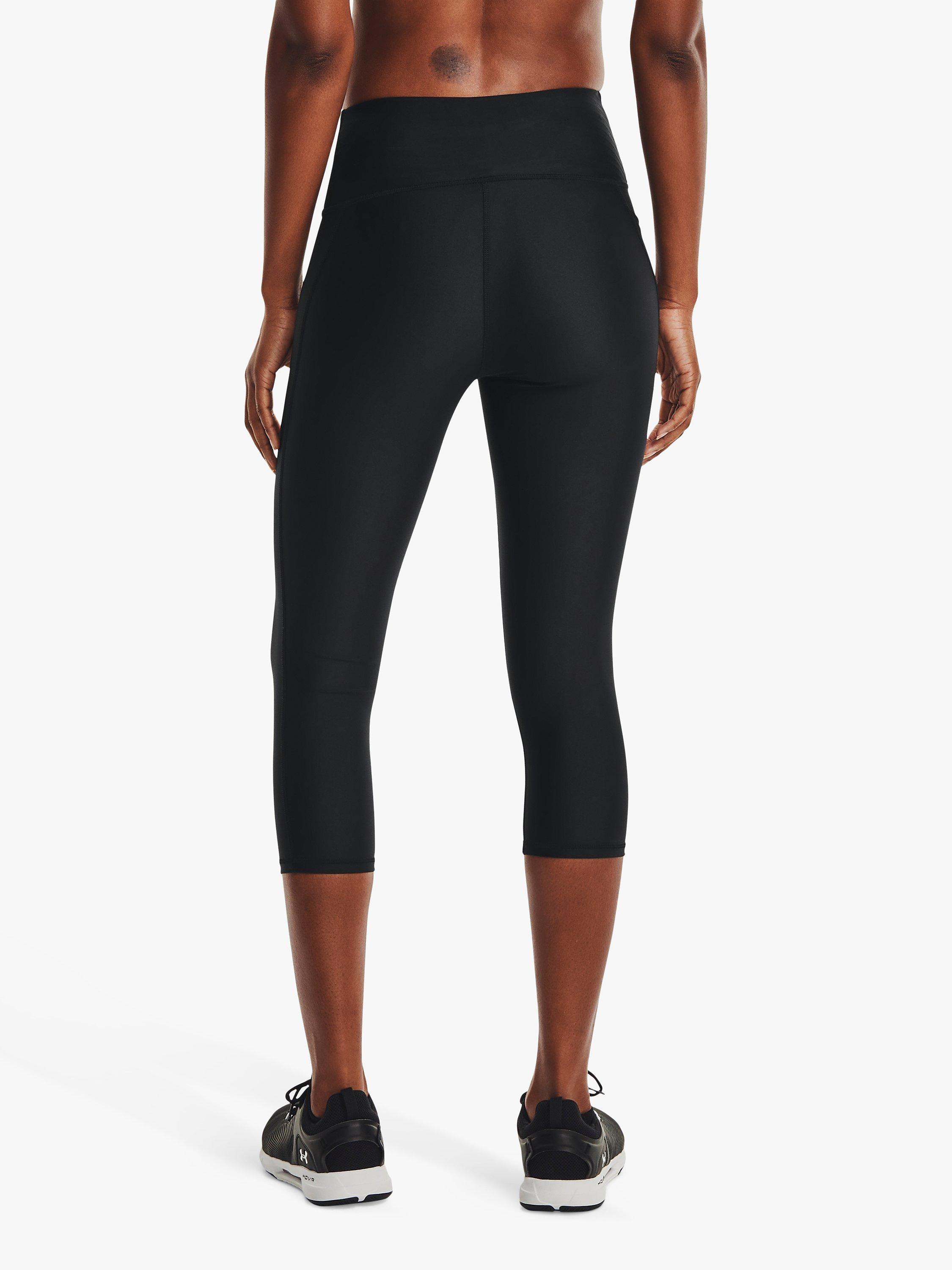 Product image 2 of 5, which shows Under Armour HeatGear Armour High Waisted Cropped Leggings, Black, XS