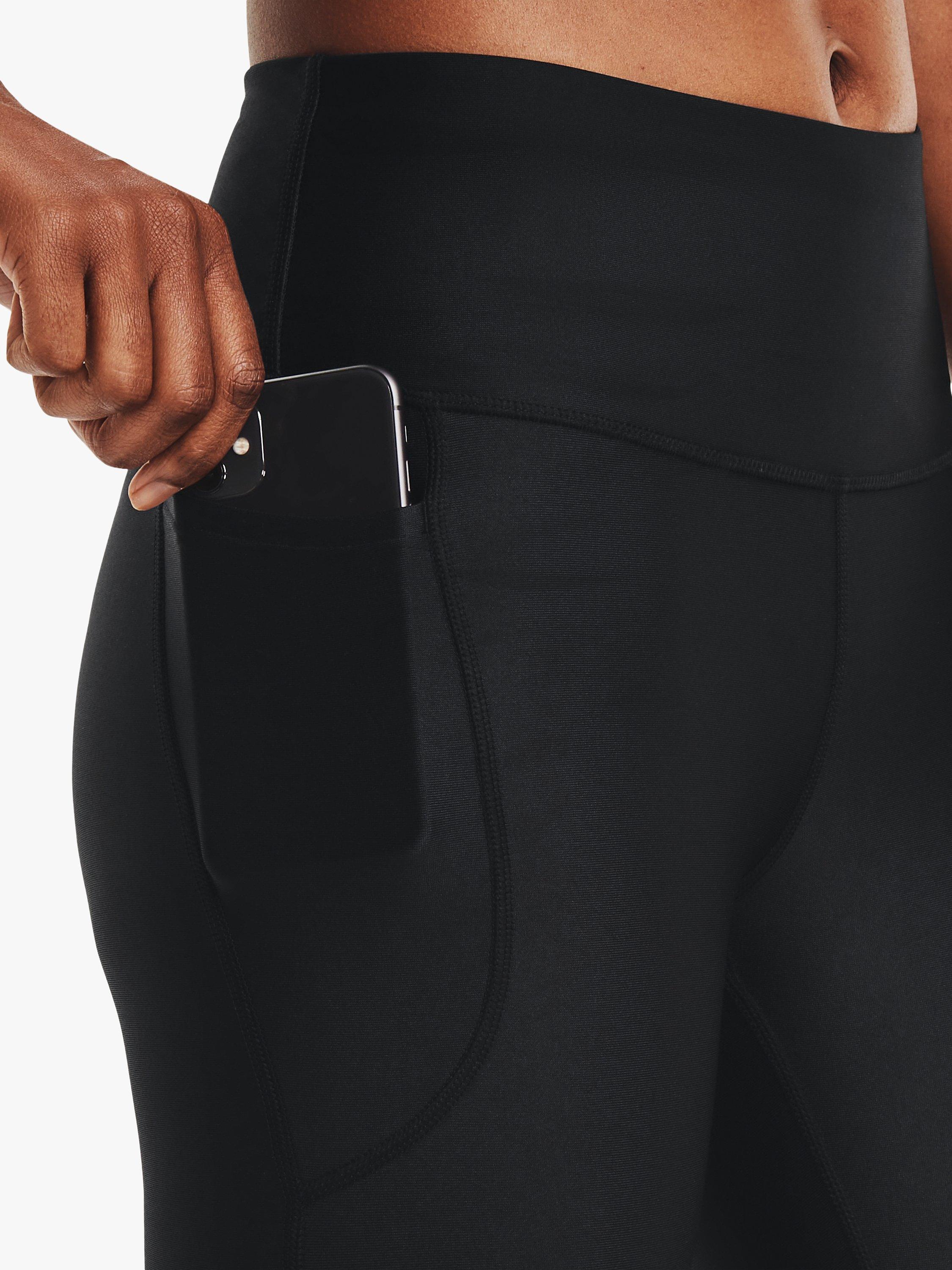 Product image 3 of 5, which shows Under Armour HeatGear Armour High Waisted Cropped Leggings, Black, XS