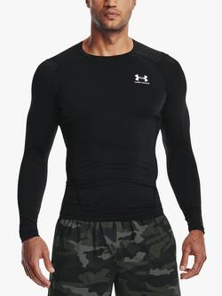 Under Armour HeatGear Armour Long Sleeve Training Top, Black/White
