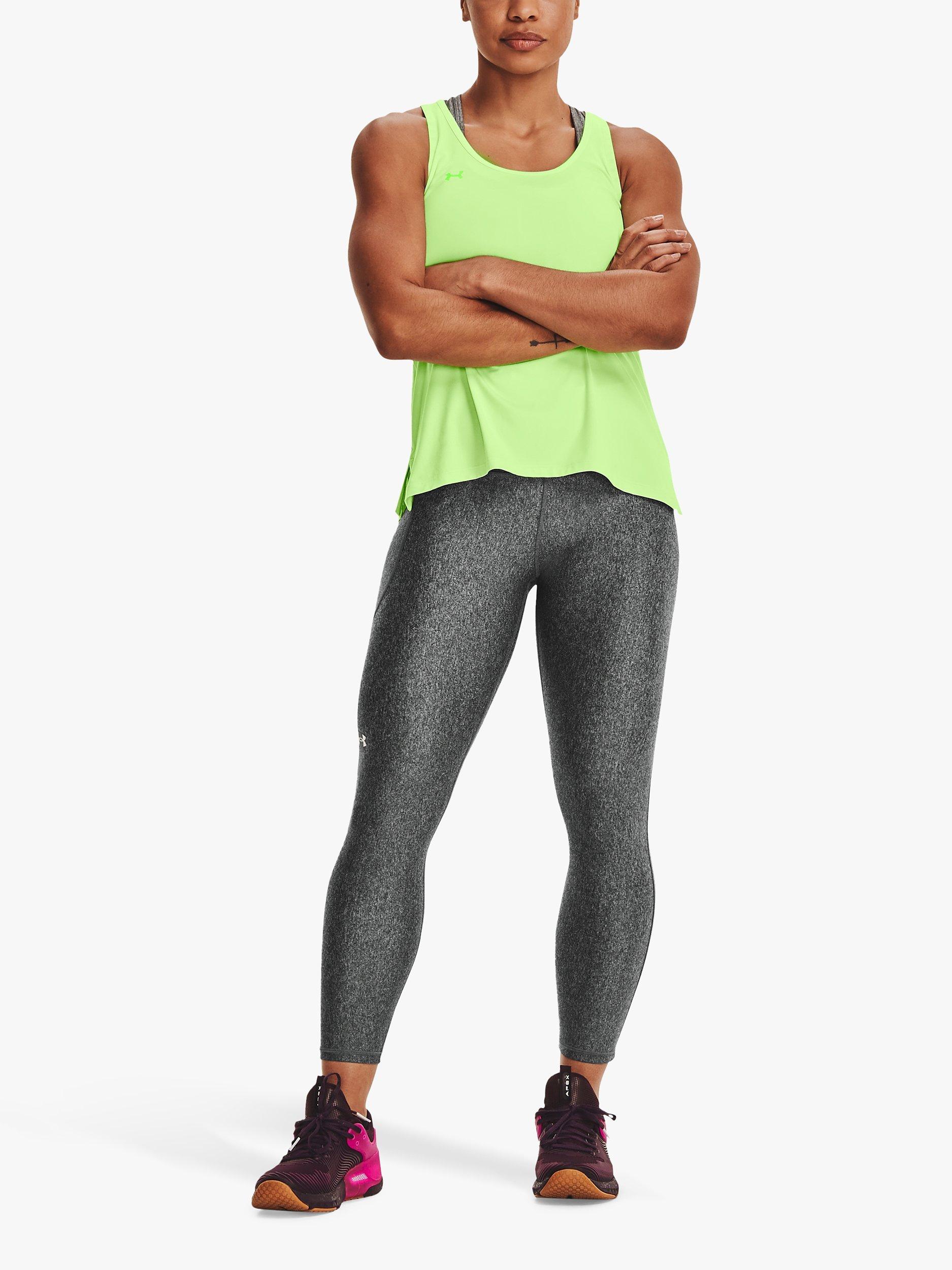 Product image 3 of 6, which shows Under Armour HeatGear® Armour No-Slip Waistband Ankle Leggings, Charcoal Light Heather, XS