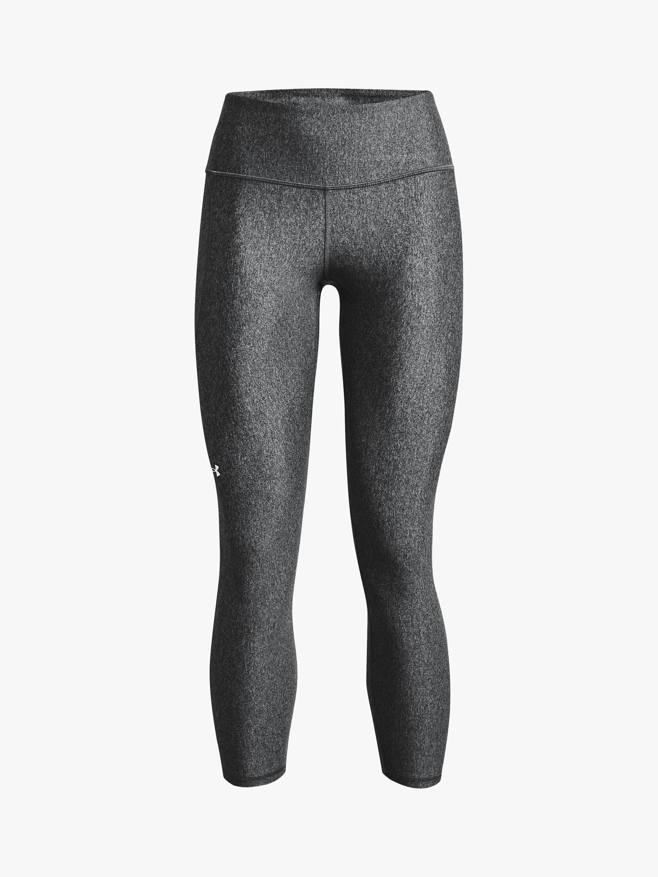 Product image 4 of 6, which shows Under Armour HeatGear® Armour No-Slip Waistband Ankle Leggings, Charcoal Light Heather, XS