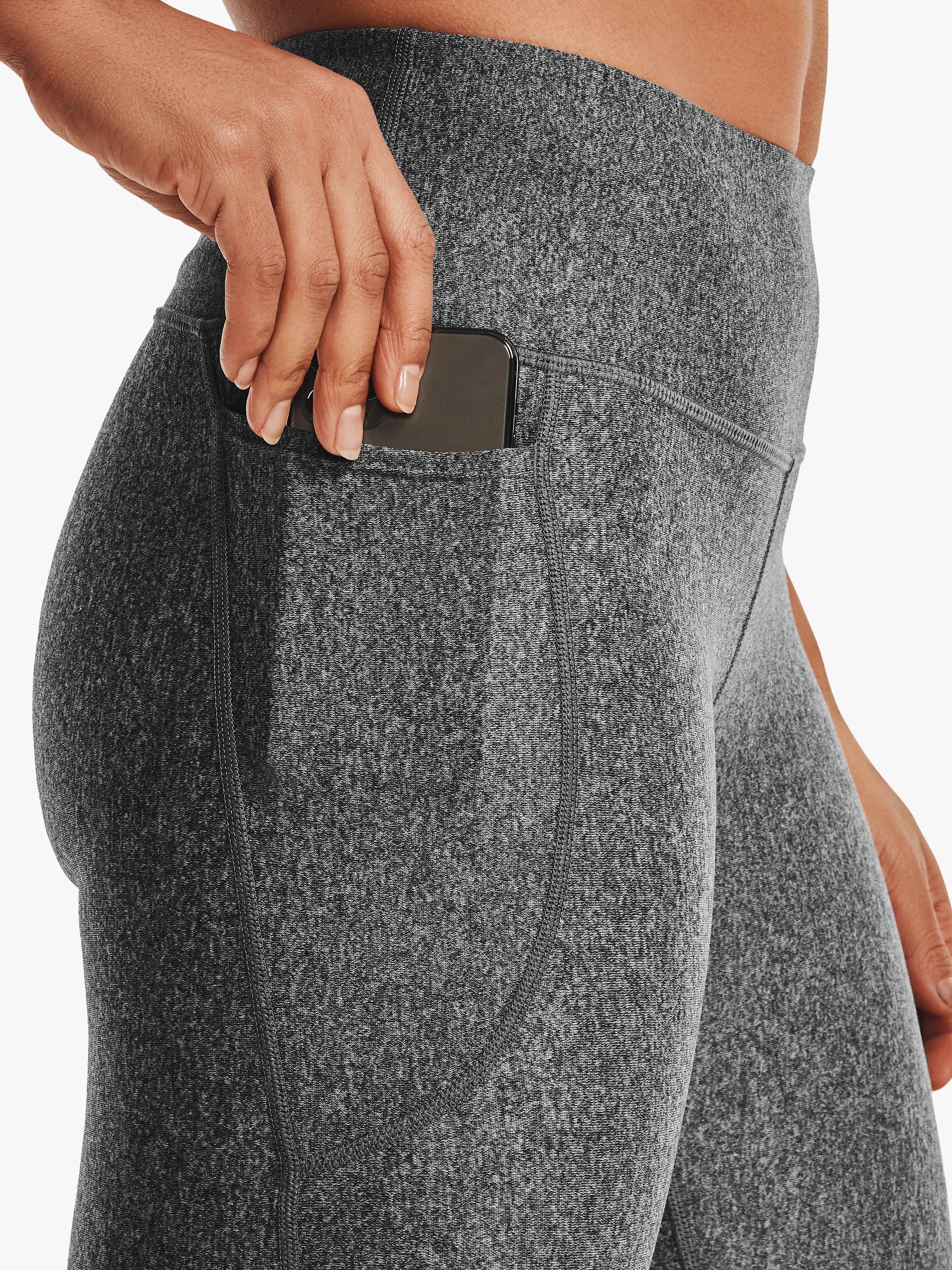 Product image 6 of 6, which shows Under Armour HeatGear® Armour No-Slip Waistband Ankle Leggings, Charcoal Light Heather, XS