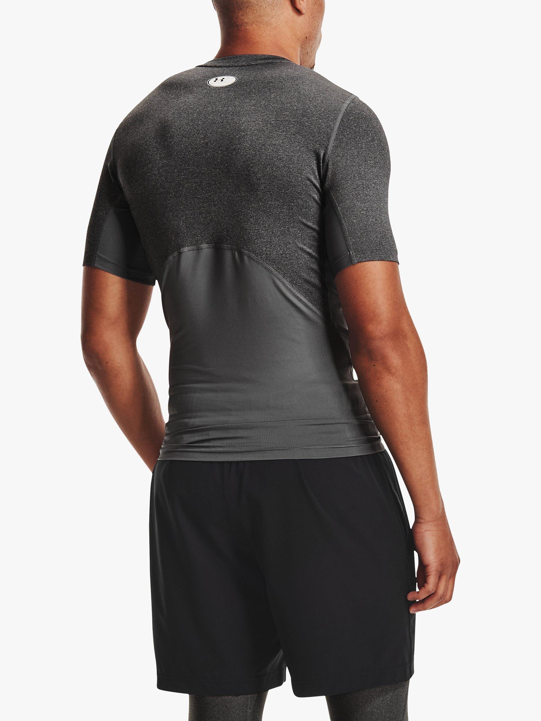 Product image 2 of 5, which shows Under Armour HeatGear Armour Short Sleeve Training Top, Carbon Heather, M