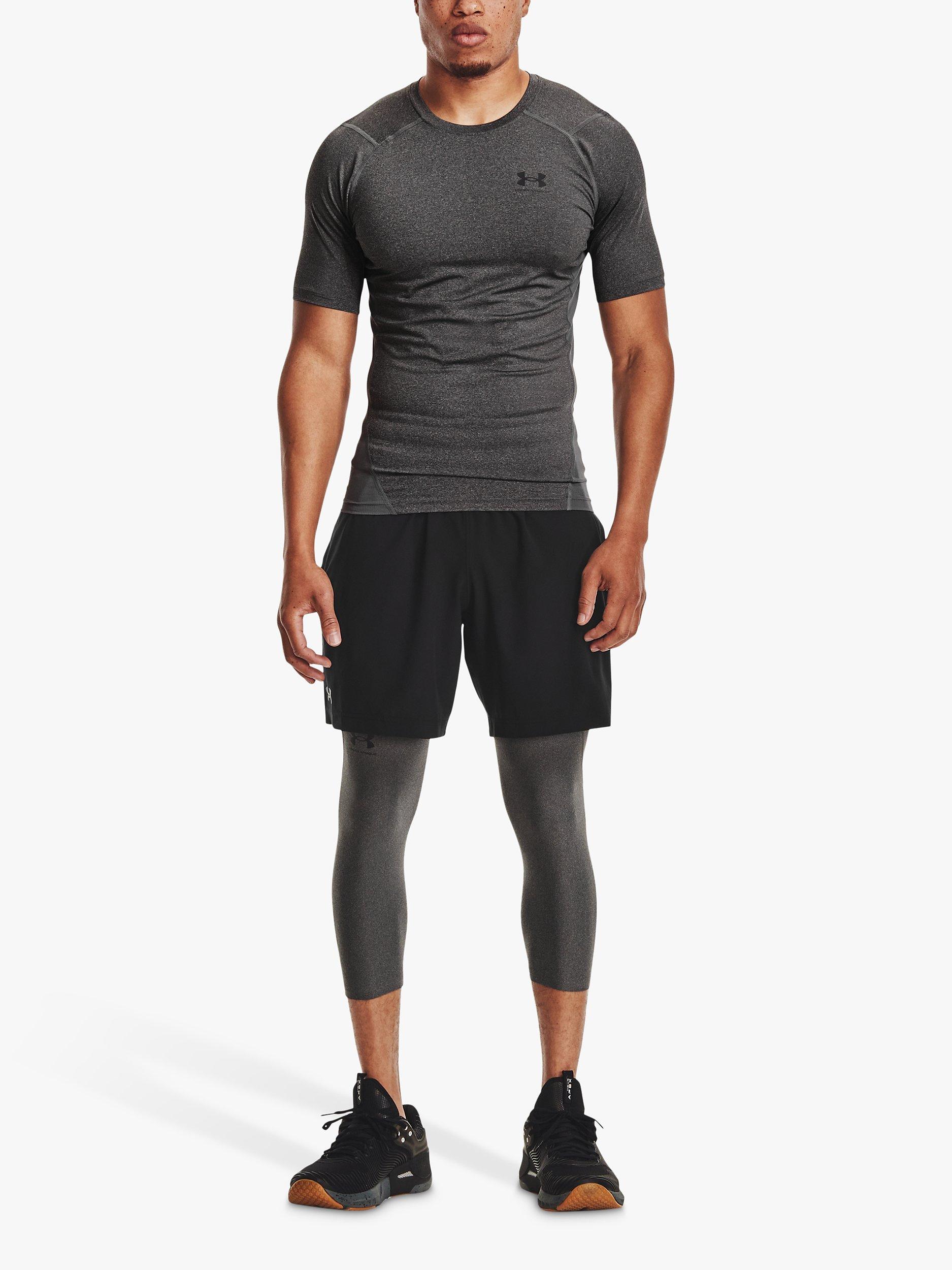 Product image 3 of 5, which shows Under Armour HeatGear Armour Short Sleeve Training Top, Carbon Heather, M