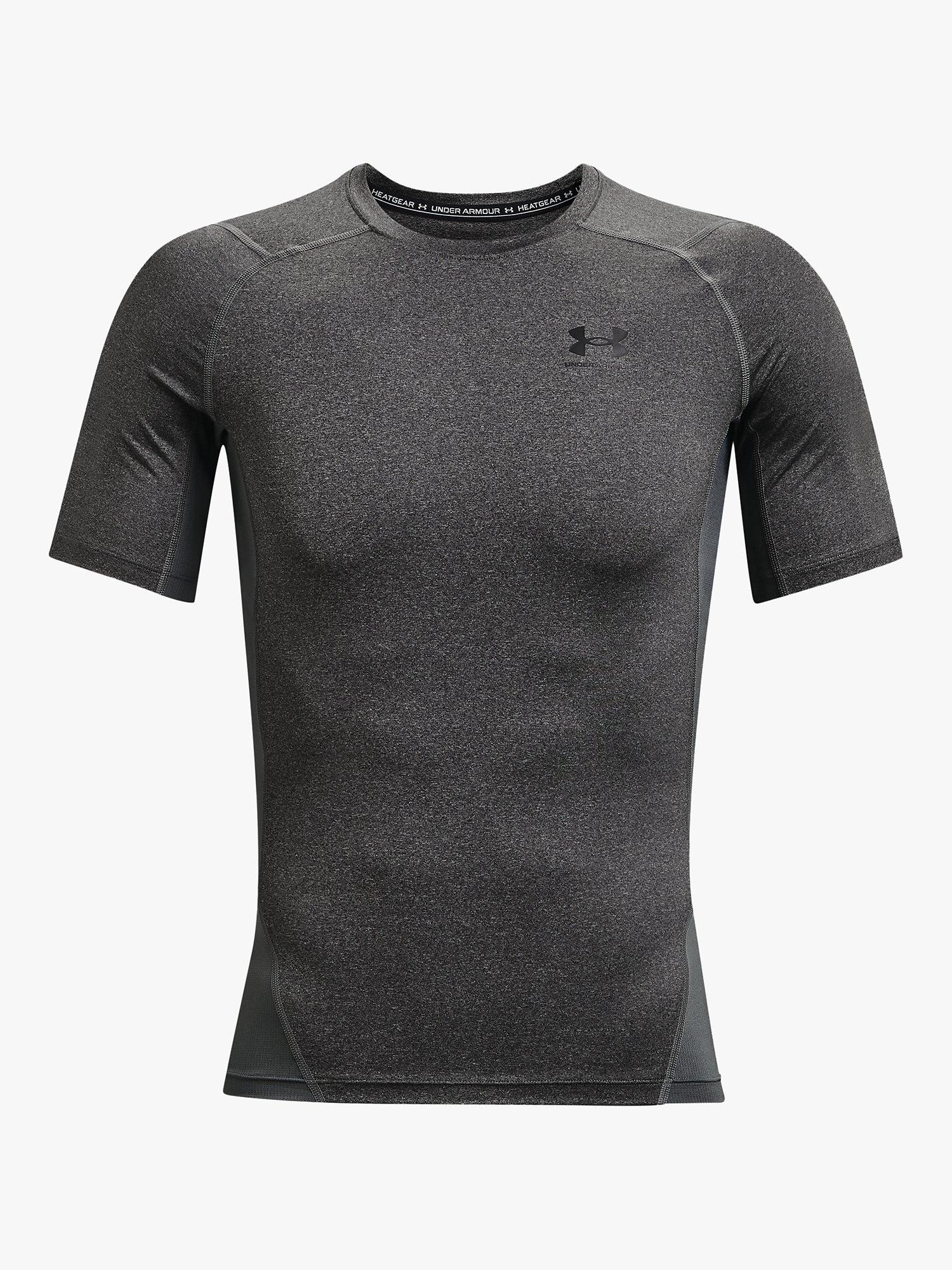 Product image 4 of 5, which shows Under Armour HeatGear Armour Short Sleeve Training Top, Carbon Heather, M