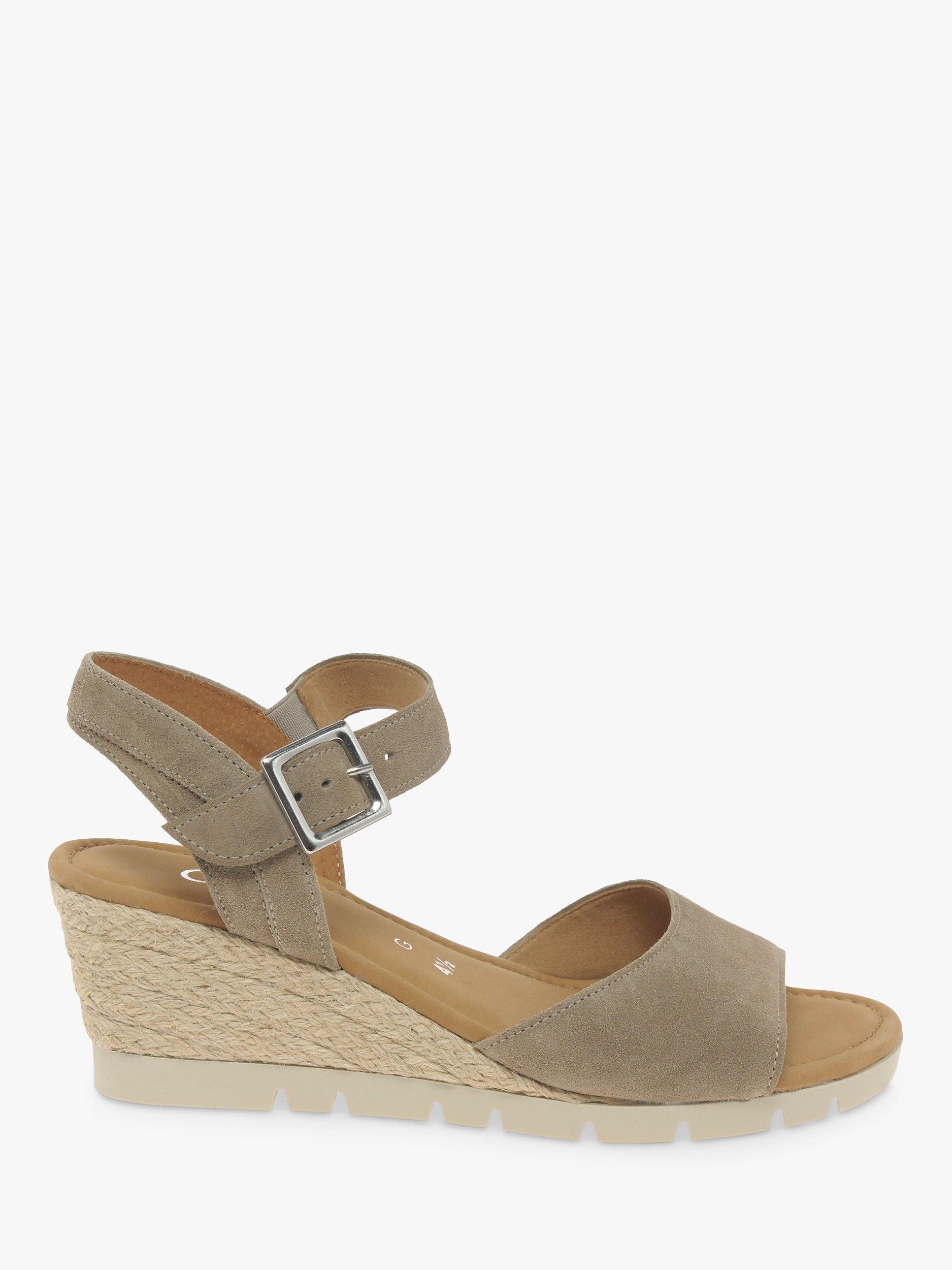 Gabor Nieve Wide Fit Suede Wedge Heel Sandals, Neutral