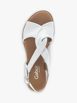 Gabor Rich Wide Fit Leather Wedge Heel Sandals - view 2, White