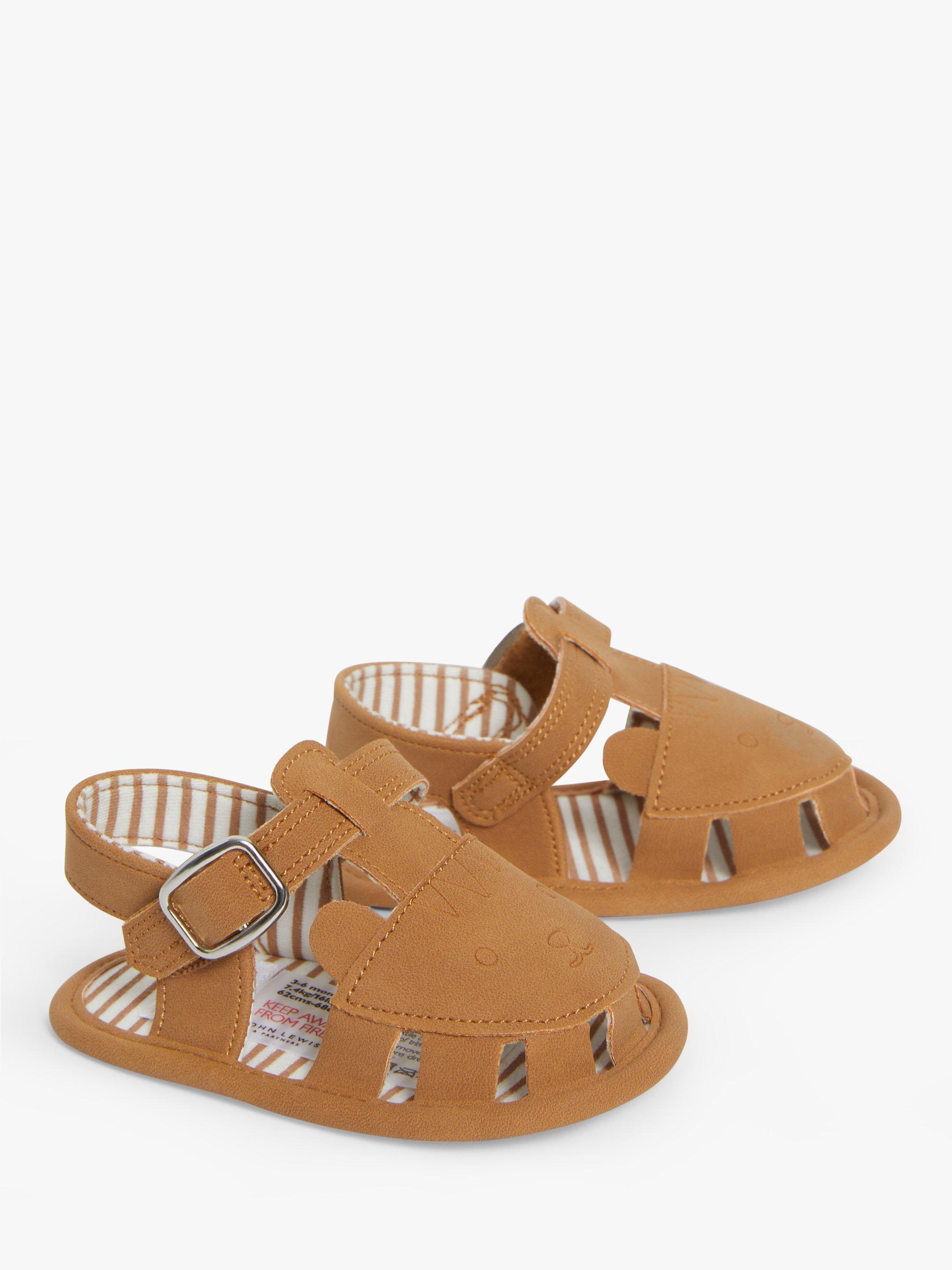 John Lewis Baby Mock Suede Sandals, Brown
