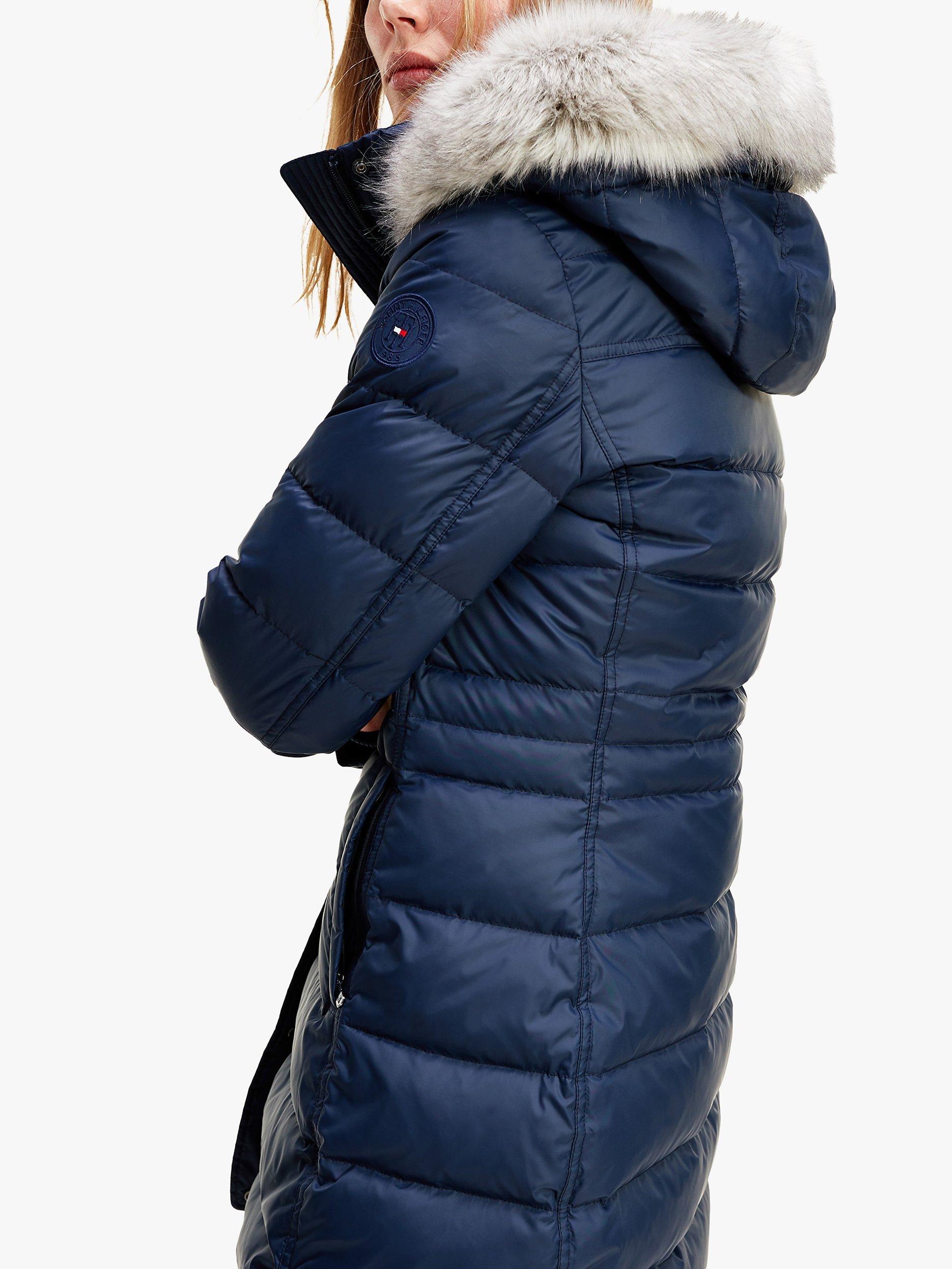 Product image 2 of 3, which shows Tommy Hilfiger Tyra Knee Length Down Coat, Desert Sky, XS