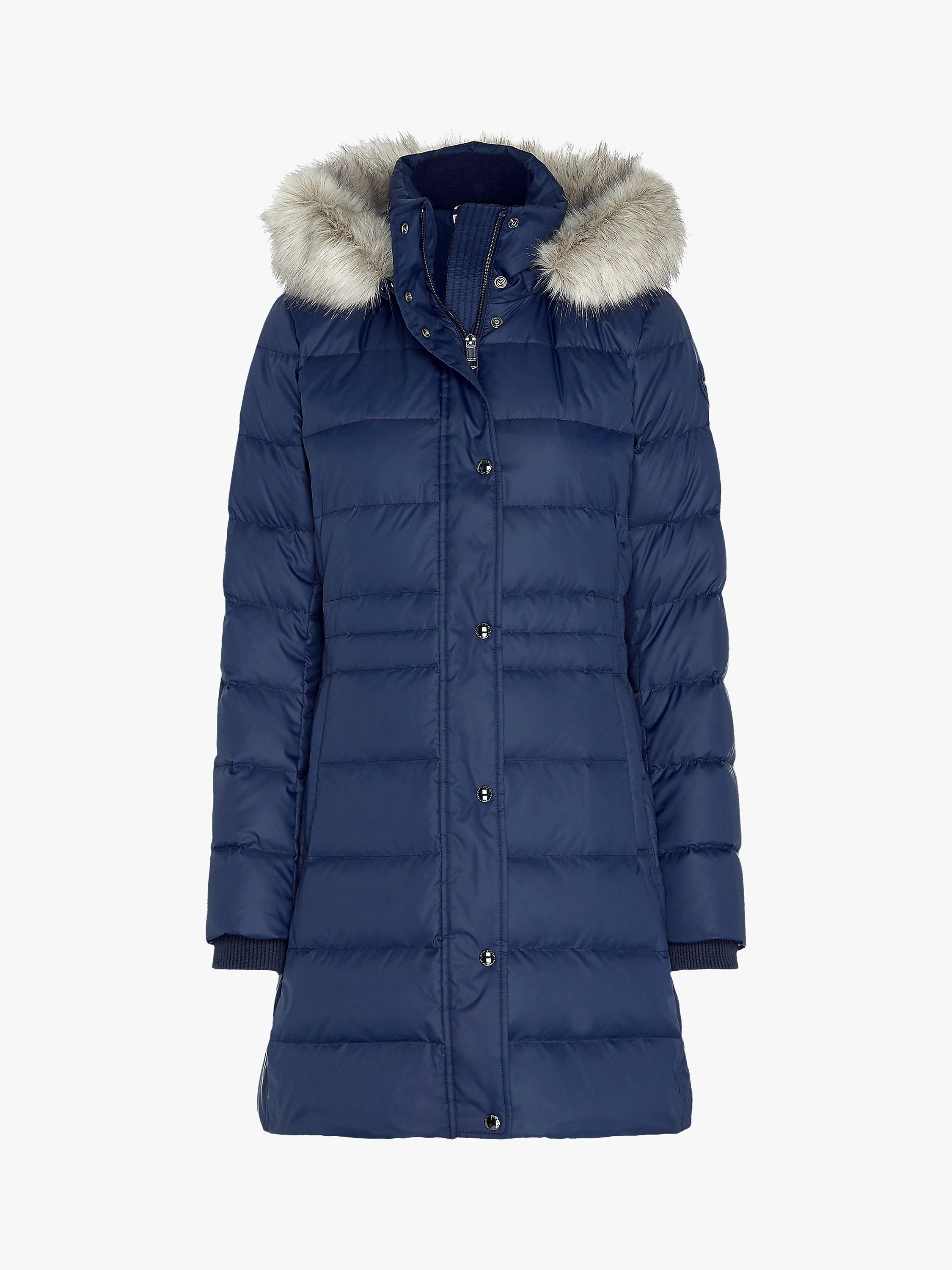 Product image 3 of 3, which shows Tommy Hilfiger Tyra Knee Length Down Coat, Desert Sky, XS