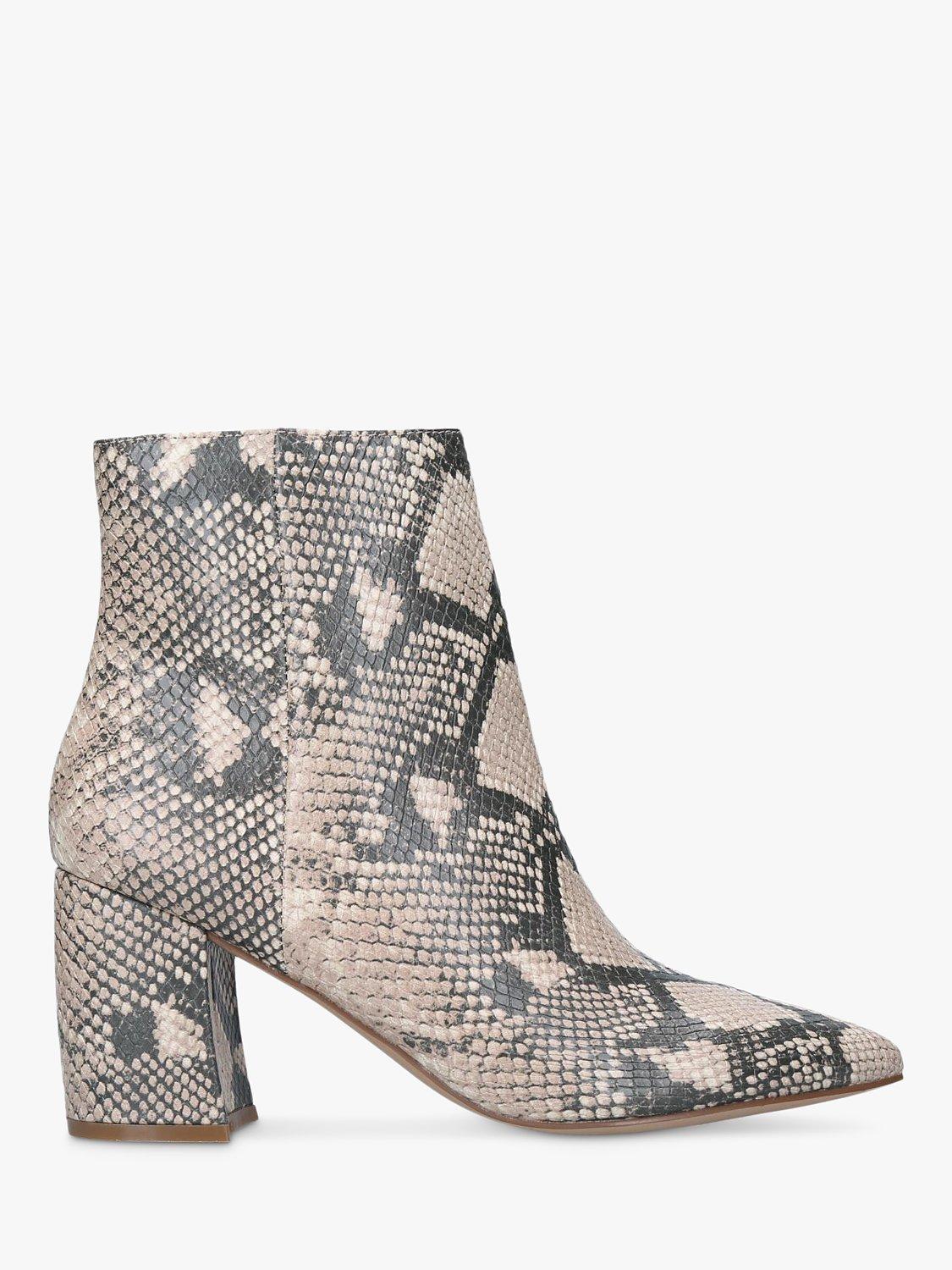 Steve Madden Nadalie Snake Print Block Heel Ankle Boots Tan