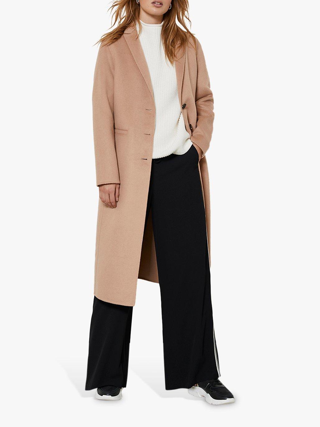 Mint Velvet Long Camel Coat Beige