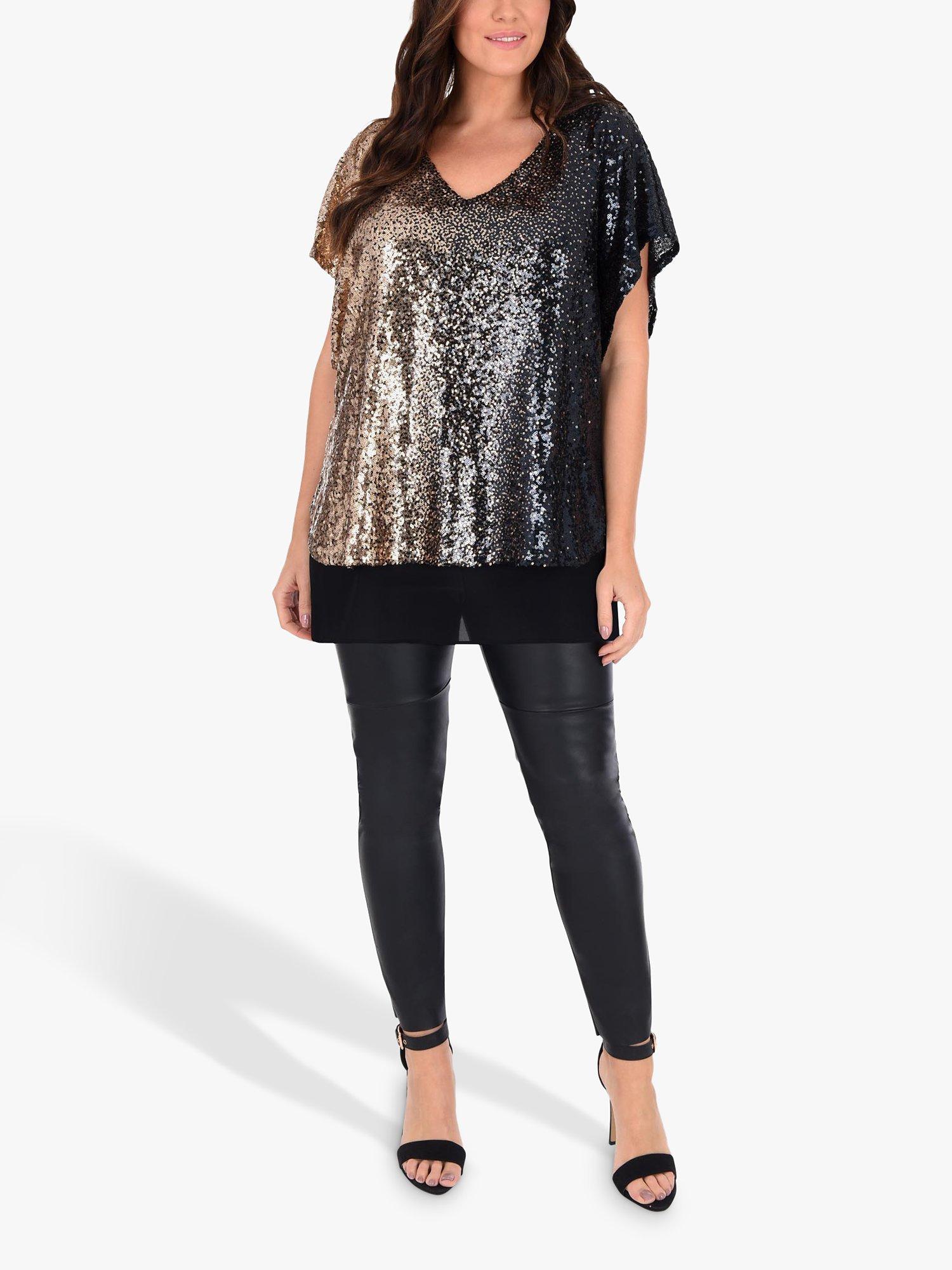 Live Unlimited Sequin Ombre Top, Black/Multi