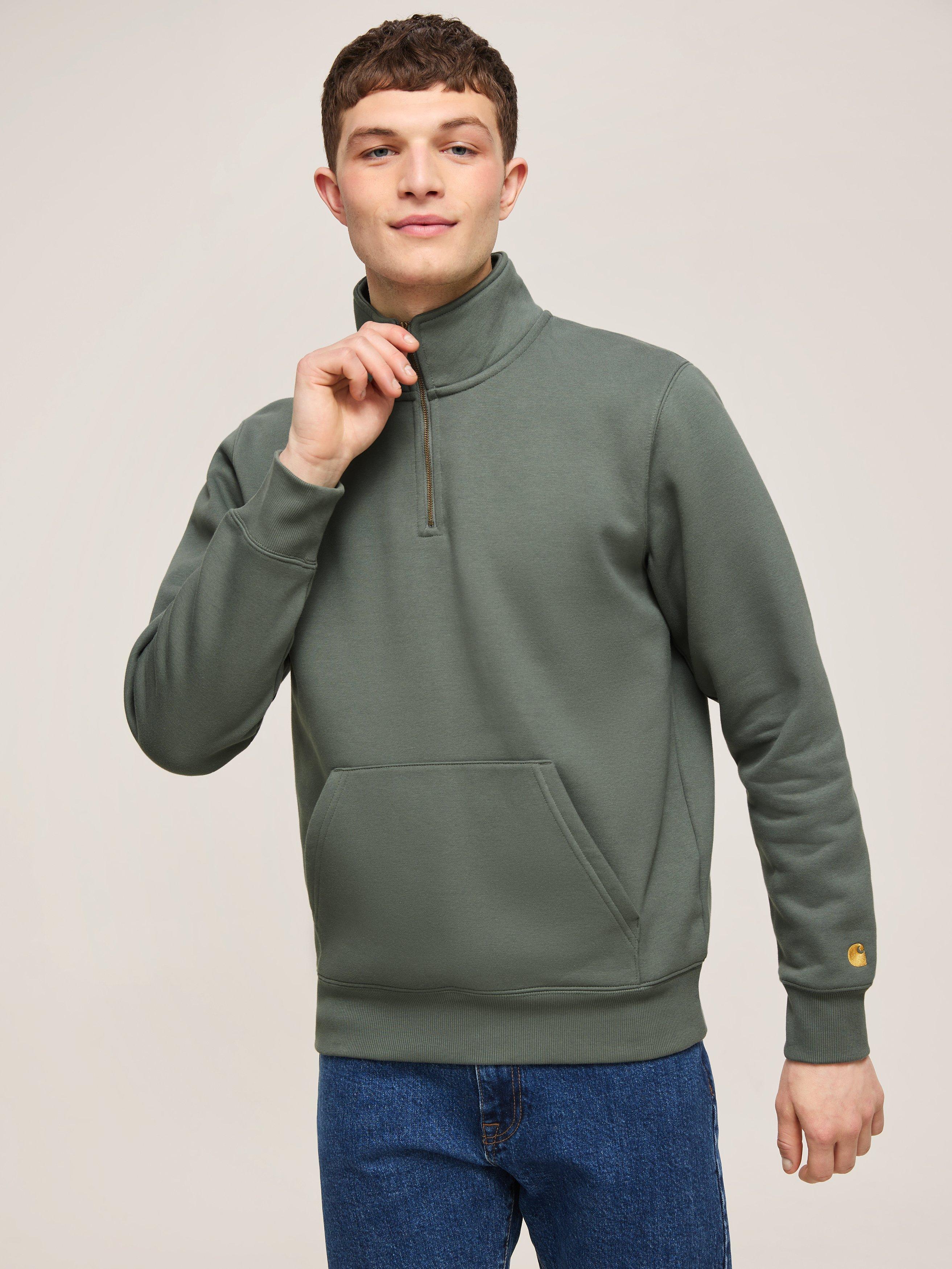 Carhartt WIP Chase Neck Zip Jumper, Ash Heather/Gold