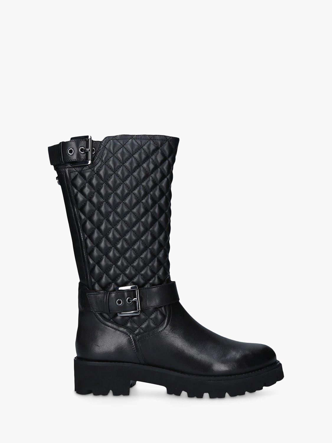 Steve Madden Barbara Quilted Leather Wellington Boots Black