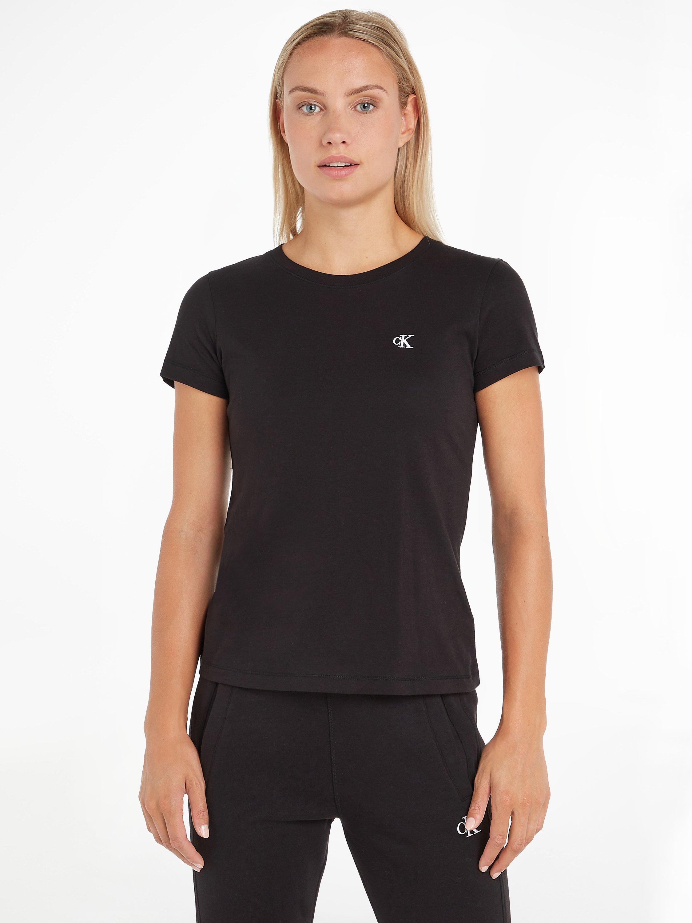 Product image 1 of 5, which shows Calvin Klein Jeans Embroidery Slim T-Shirt, CK Black, XXS