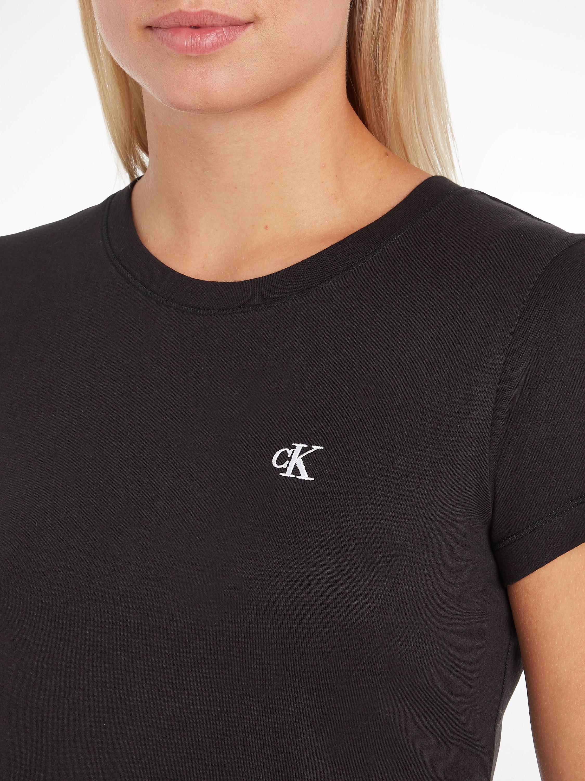 Calvin Klein Jeans Embroidery Slim T-Shirt, CK Black, XXS