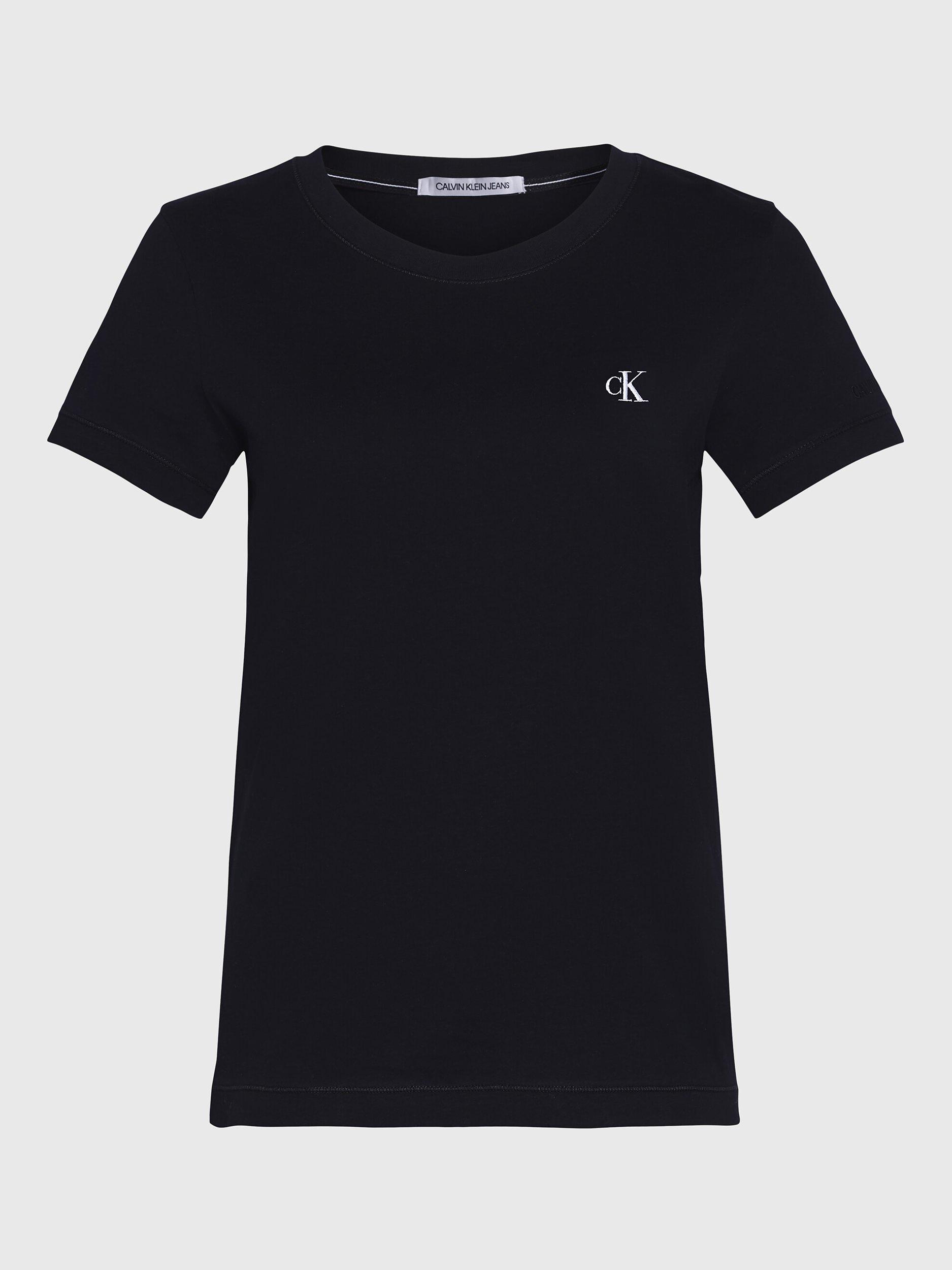 Calvin Klein Jeans Embroidery Slim T-Shirt, CK Black, XXS